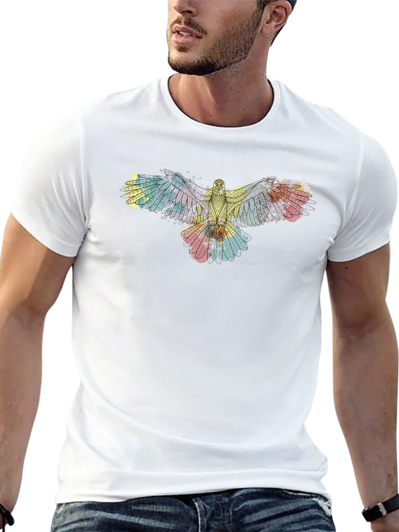 Abstract Eagle Graphic Black T-Shirt