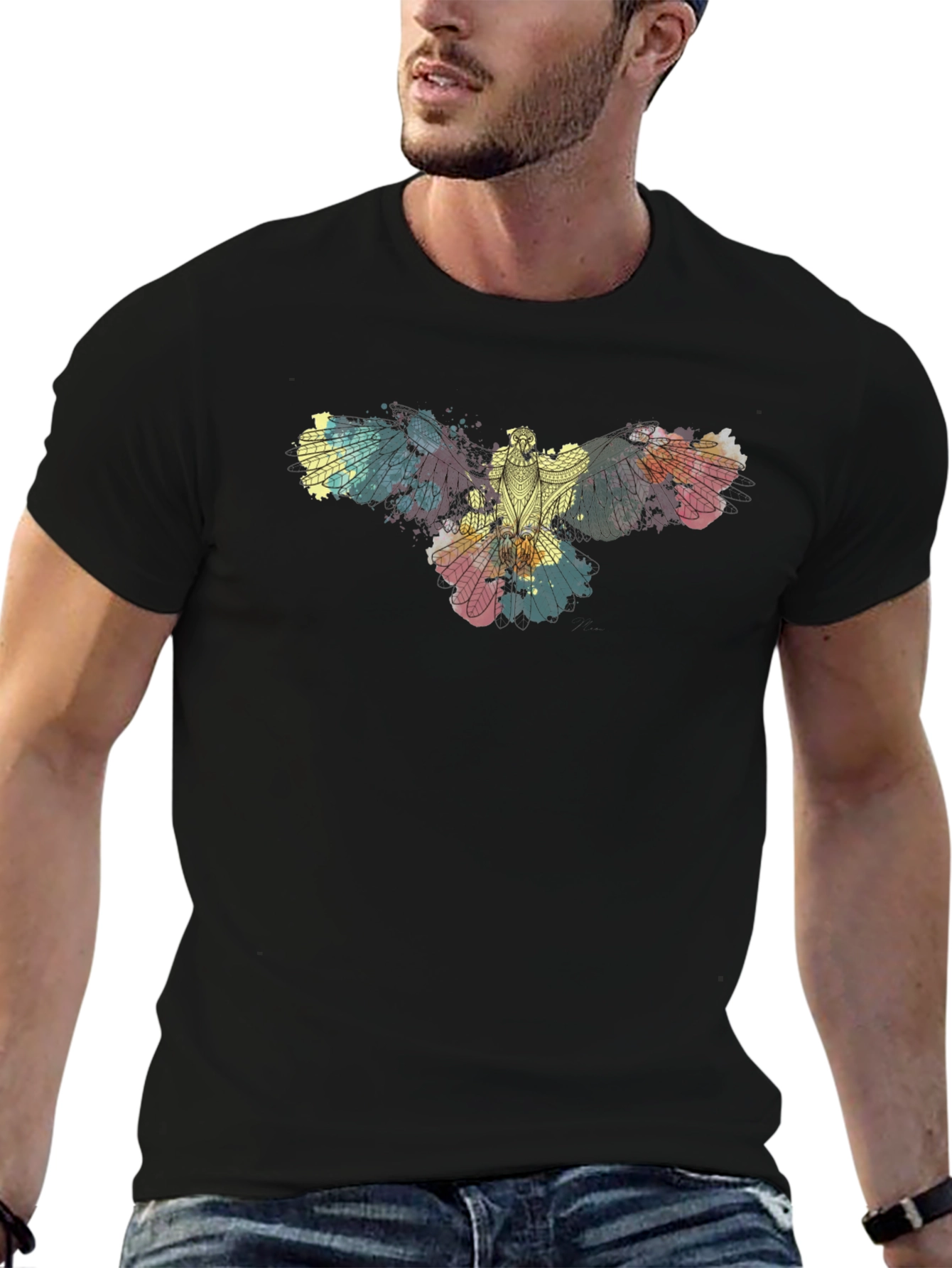 Abstract Eagle Graphic Black T-Shirt