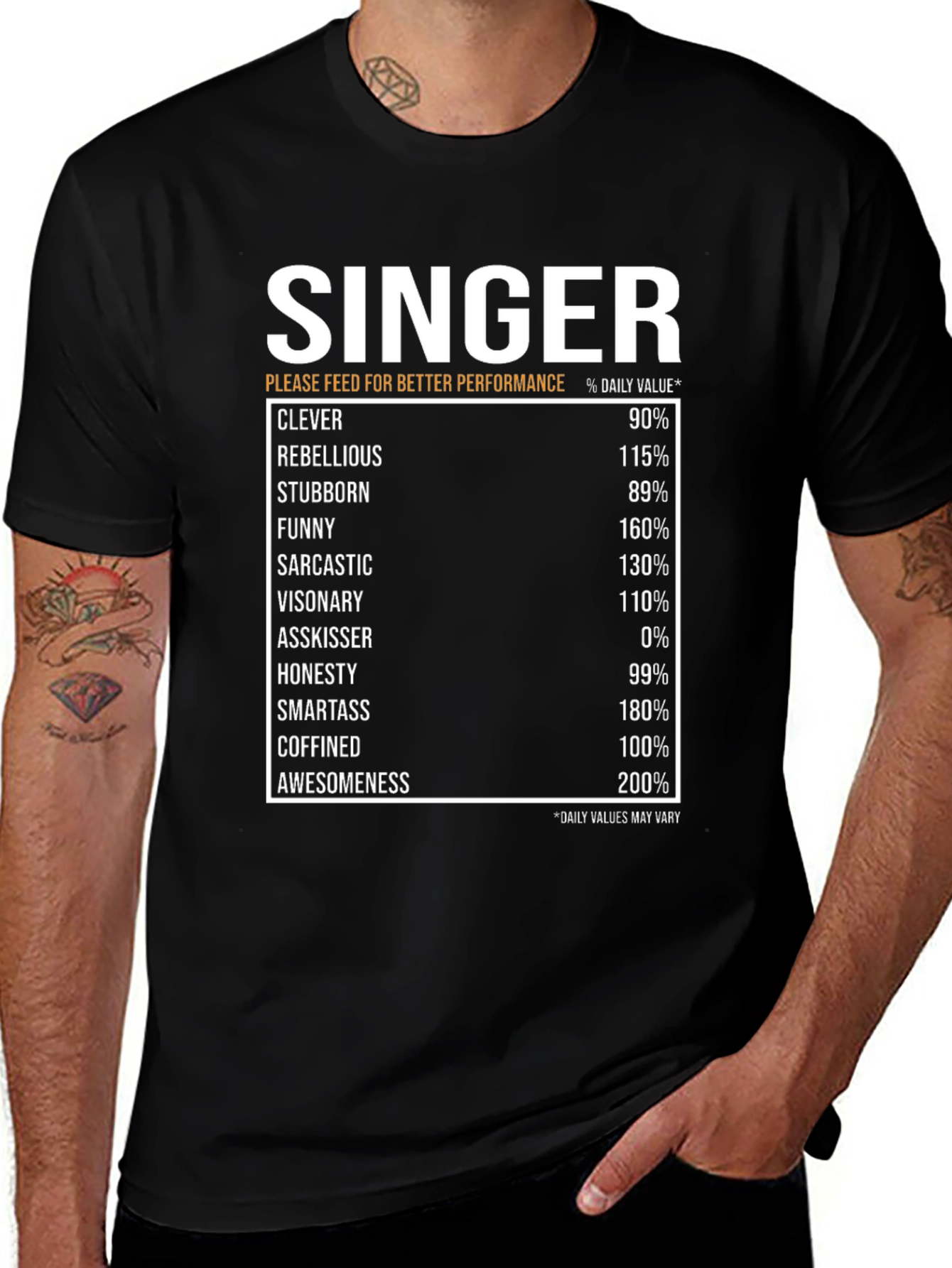 Singer Nutrition Facts T-Shirt