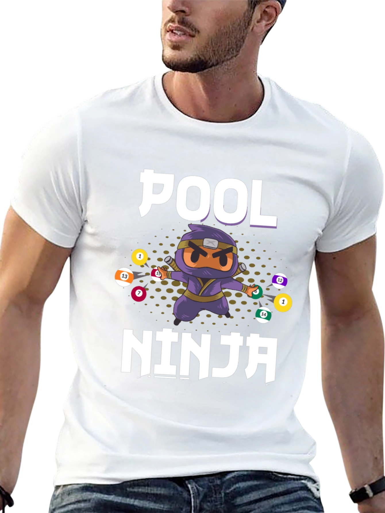 Pool Ninja T-Shirt - Billiards Cartoon Graphic Tee
