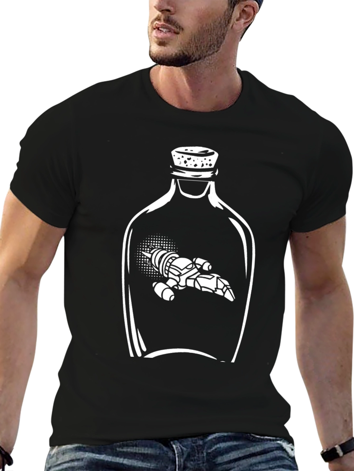 Rocket in a Bottle Graphic Tee - Black T-Shirt