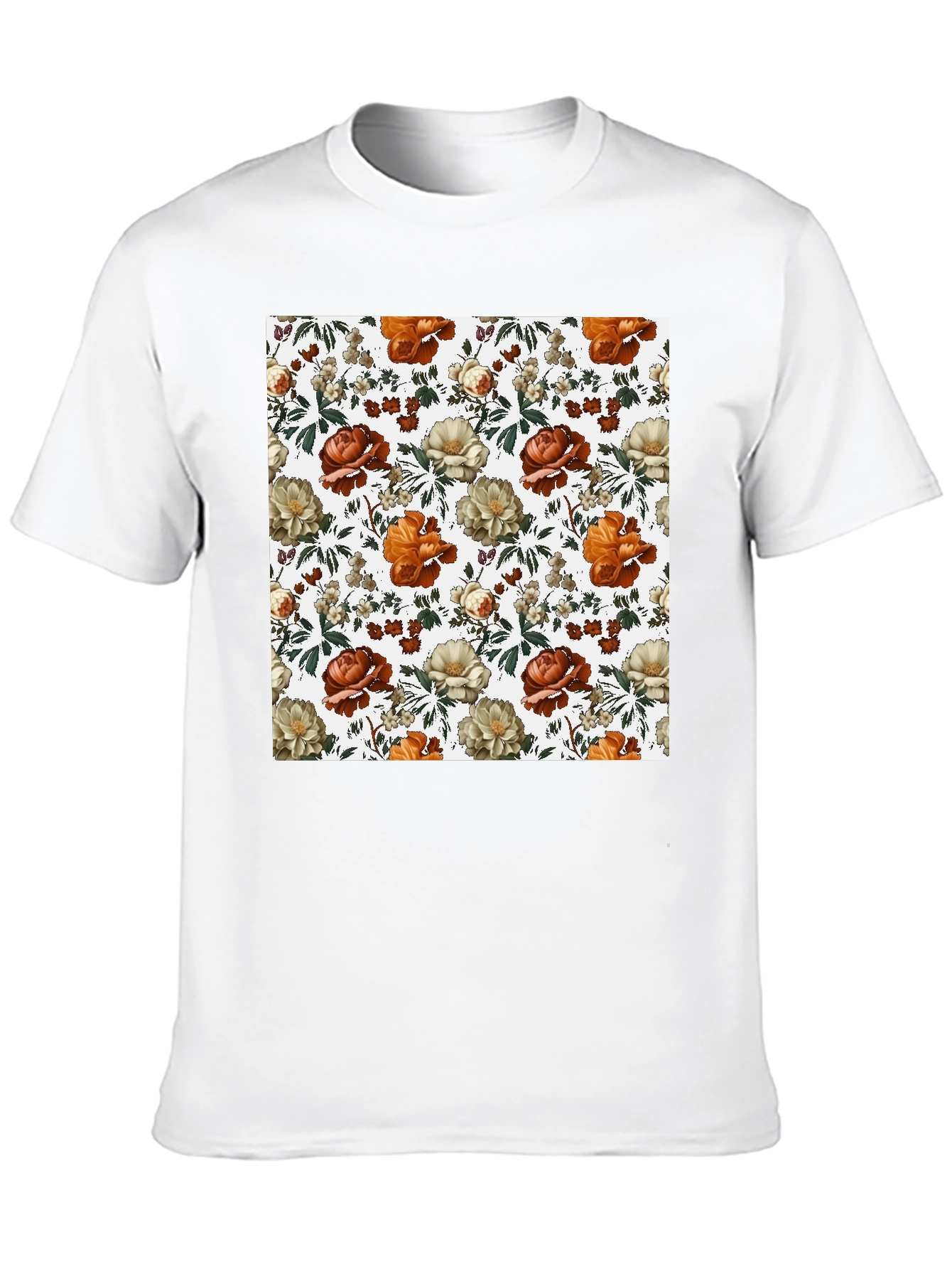 Floral Print Tee - Black Cotton Blend