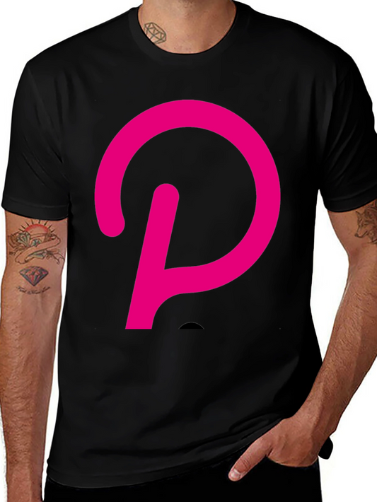 Pink Polkadot P Graphic Black T-Shirt