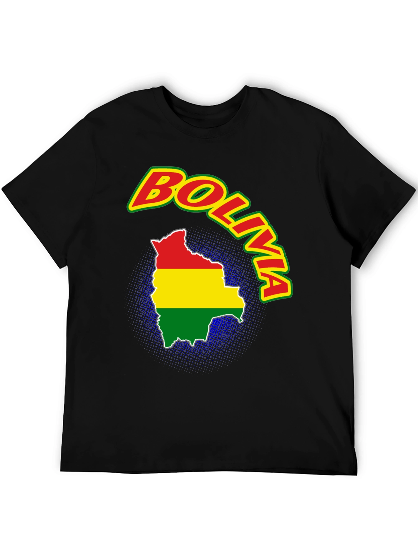 Bolivia Flag Map T-Shirt - Black