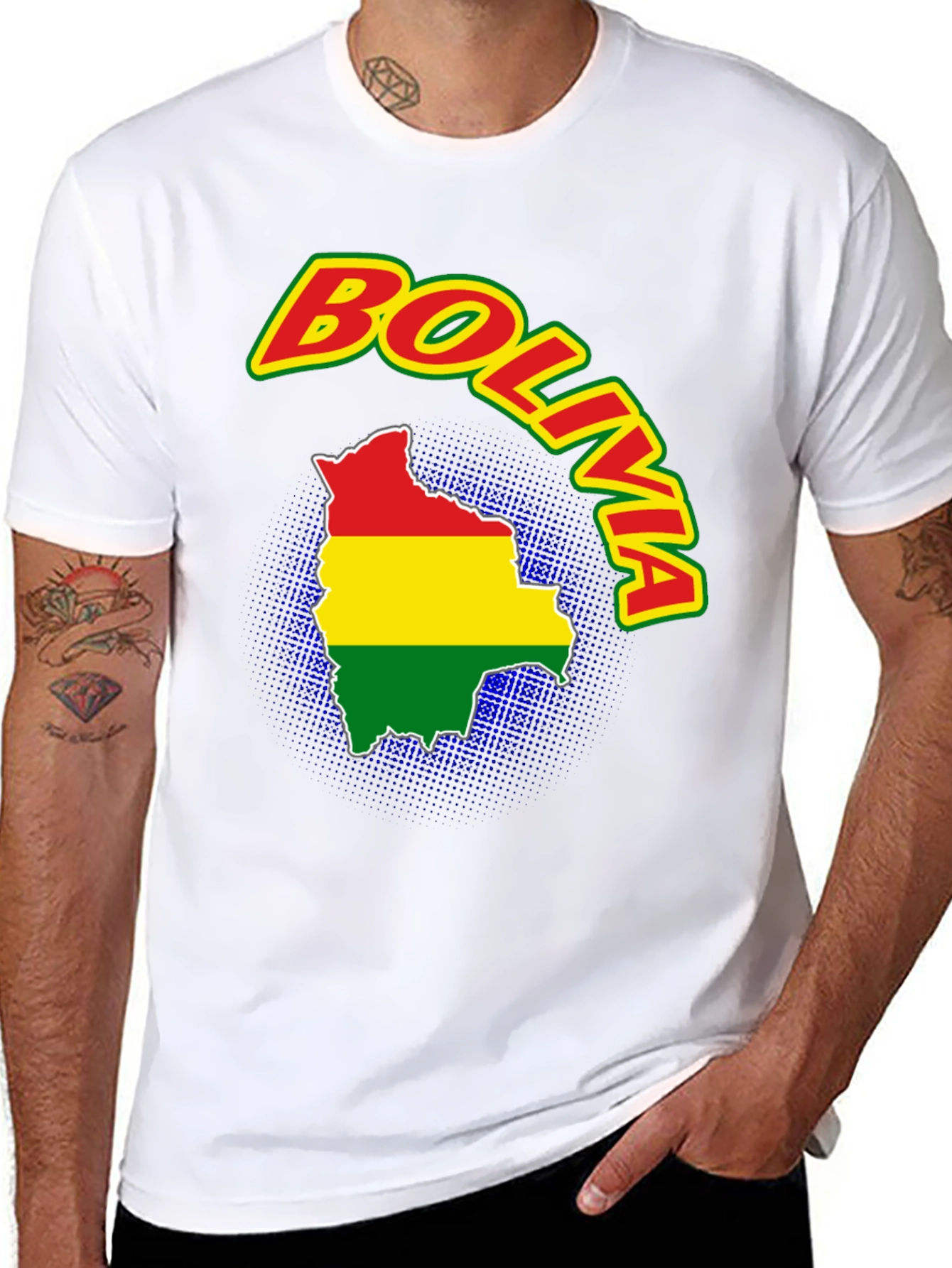 Bolivia Flag Map T-Shirt - Black