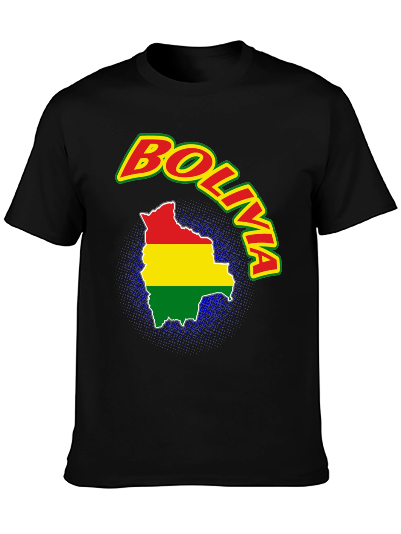 Bolivia Flag Map T-Shirt - Black