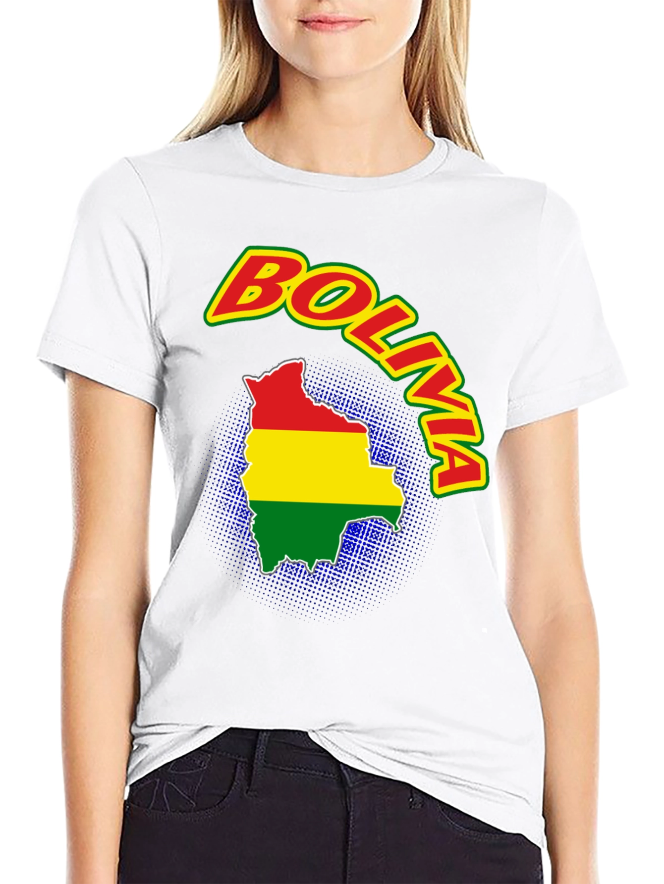 Bolivia Flag Map T-Shirt - Black