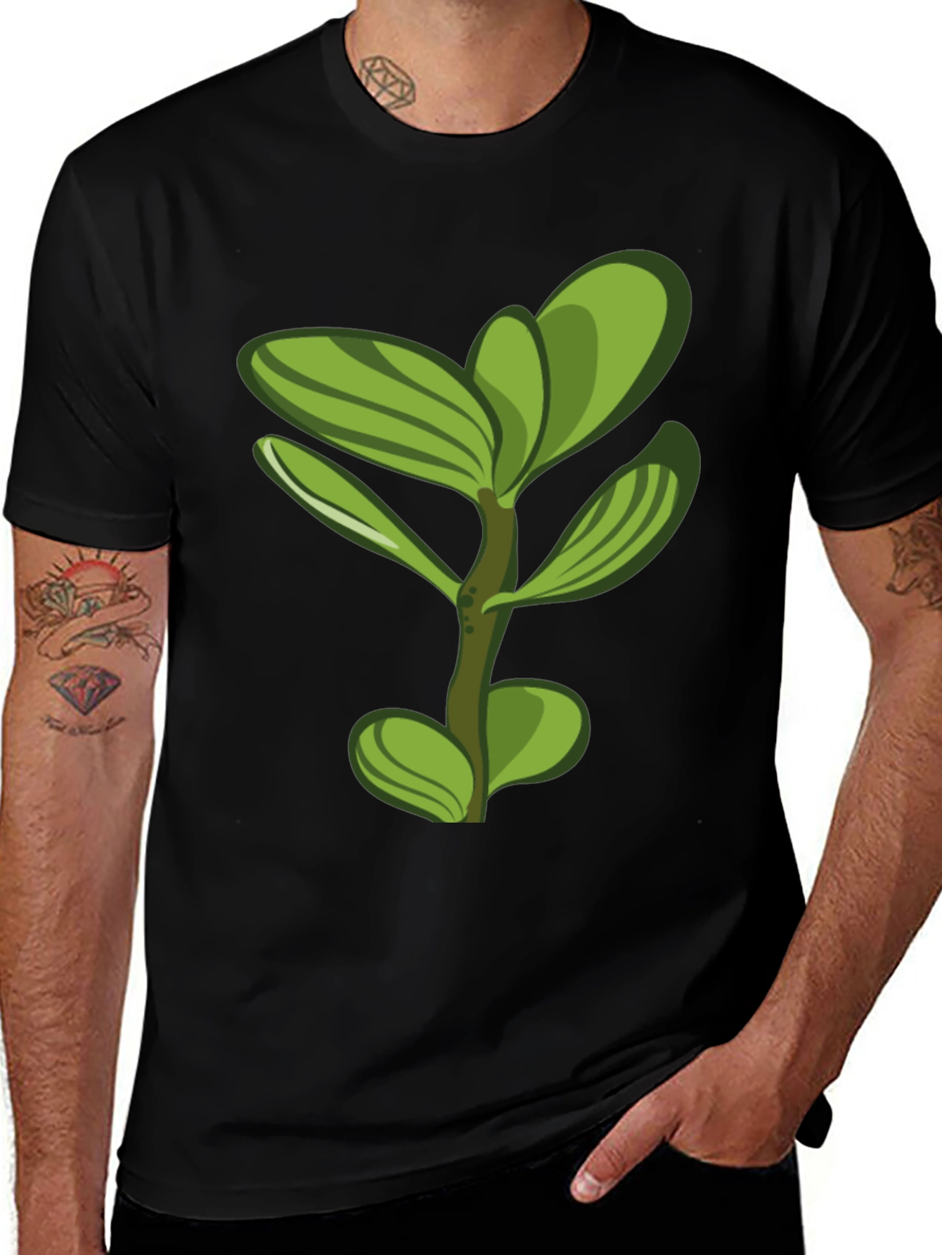 Nature Inspired Graphic Tee - Black Cotton Blend