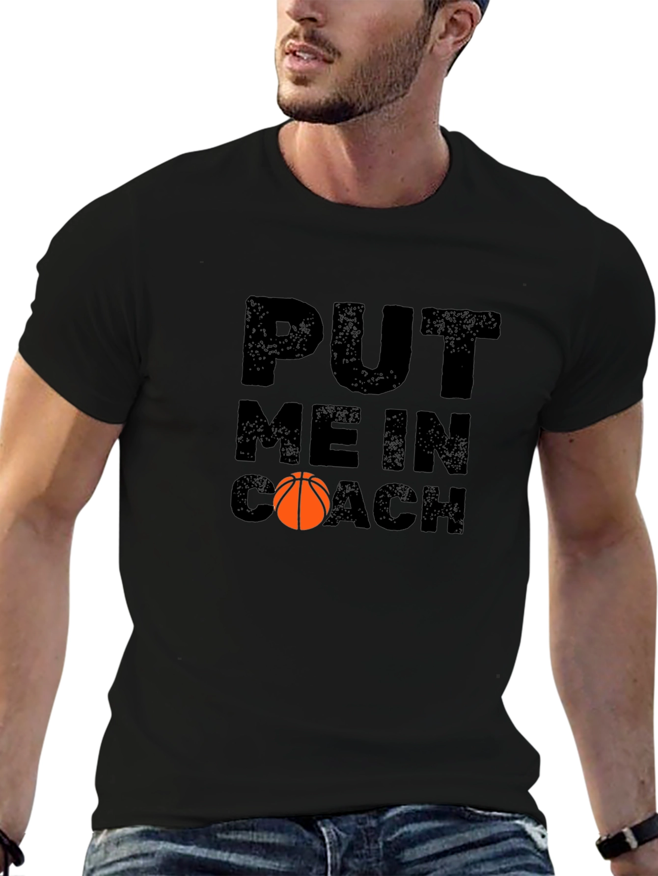 Put Me In Coach Basketball Graphic T-Shirt