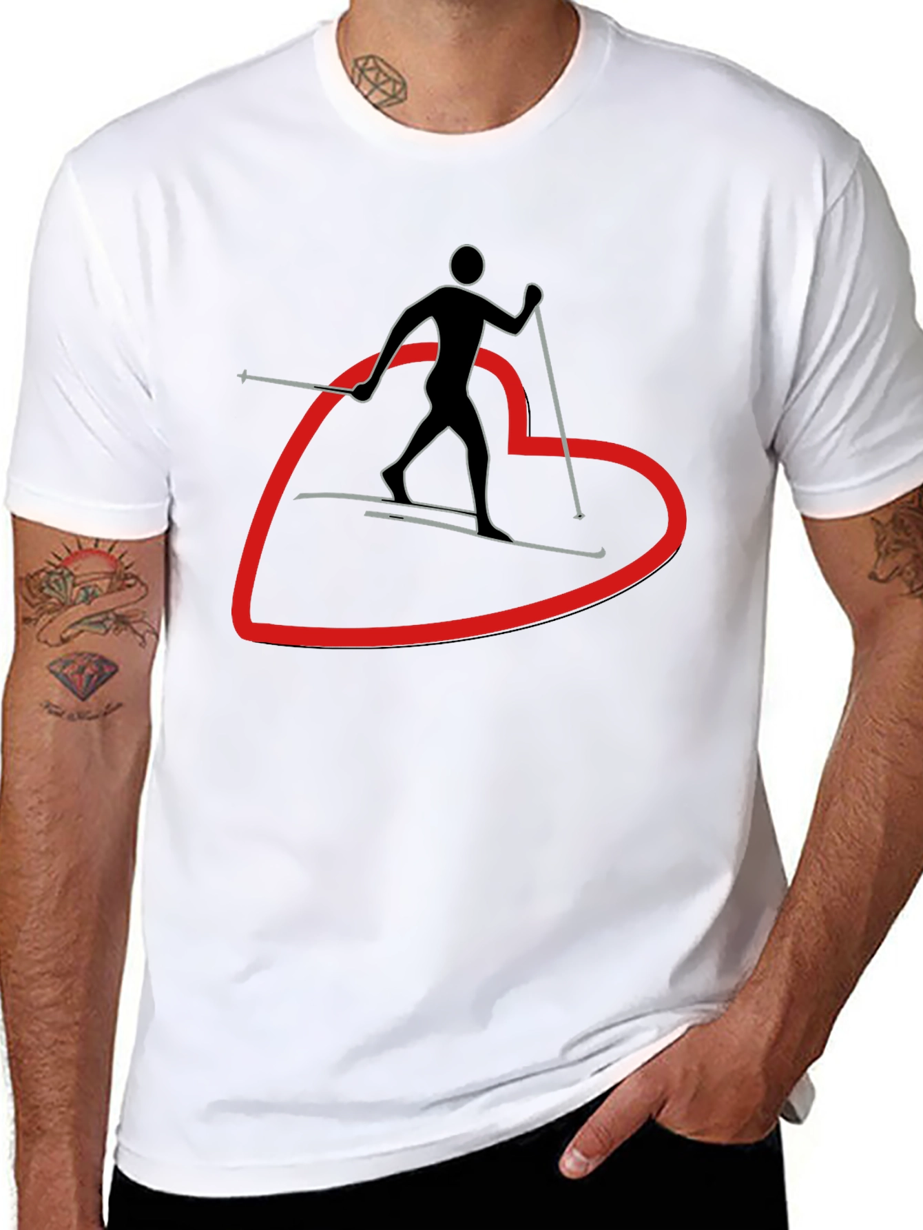 Skiing Heart Graphic T-Shirt