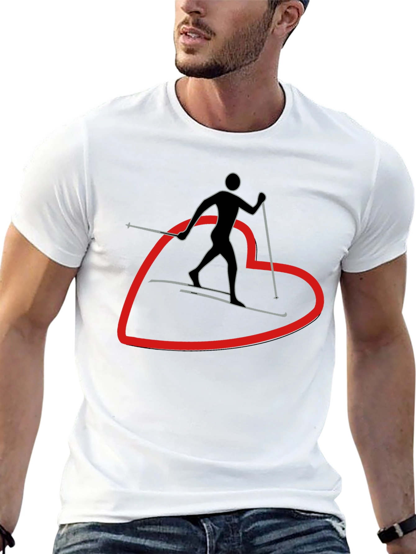 Skiing Heart Graphic T-Shirt