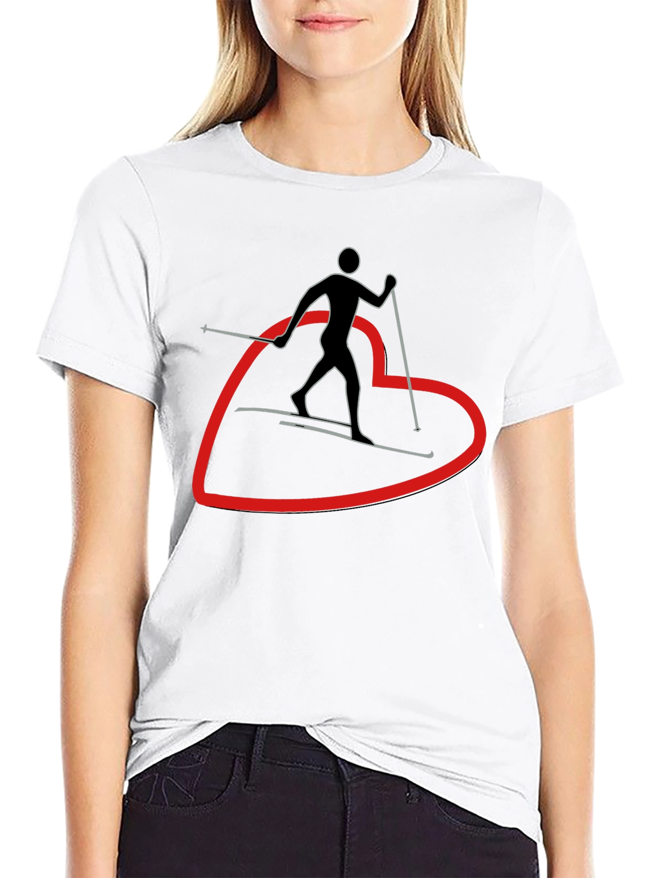 Skiing Heart Graphic T-Shirt