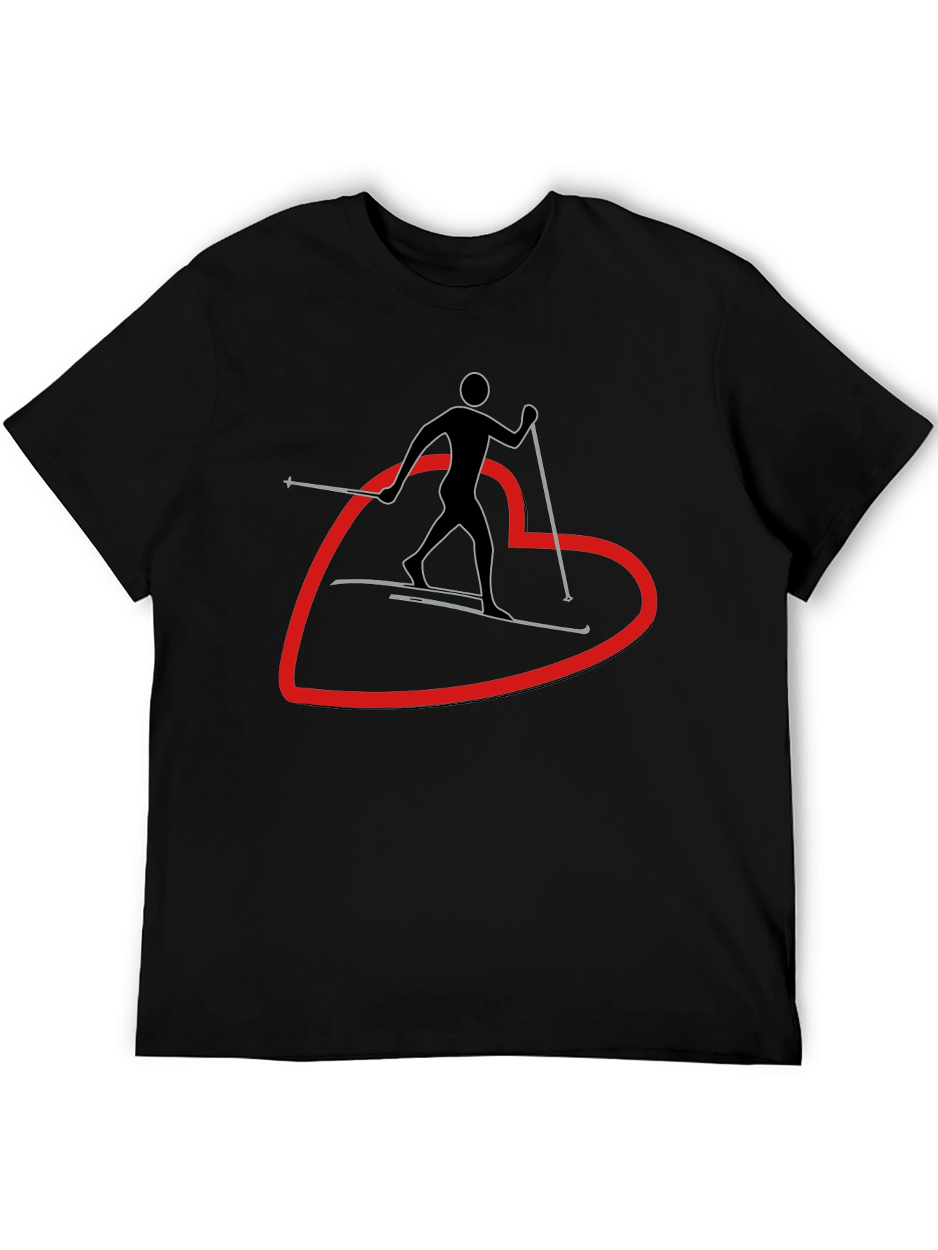 Skiing Heart Graphic T-Shirt