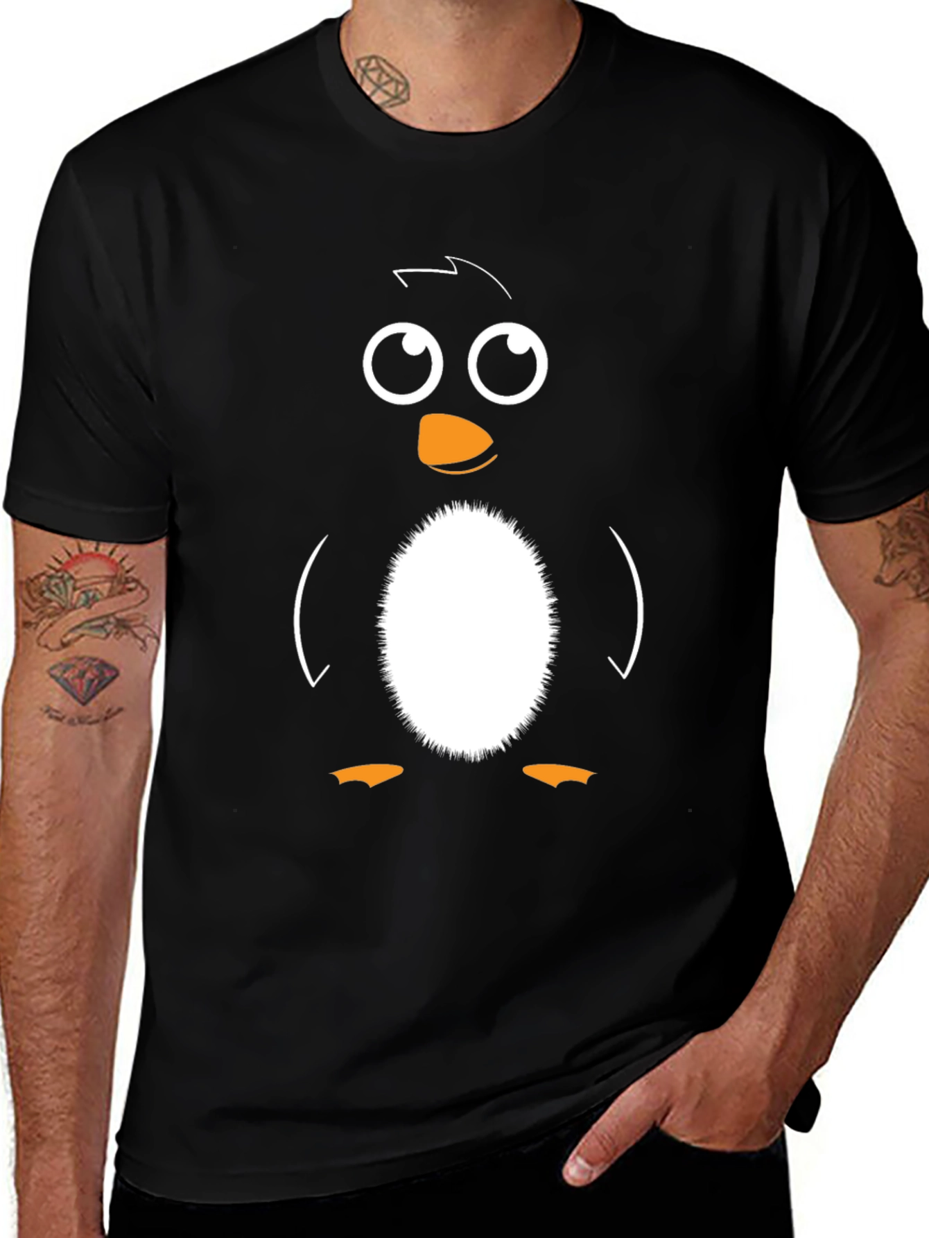 Penguin Graphic Tee - Black Cotton Blend