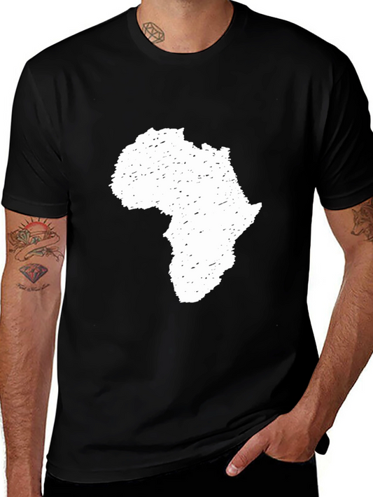 Africa Map Graphic T-Shirt - Black Cotton Tee