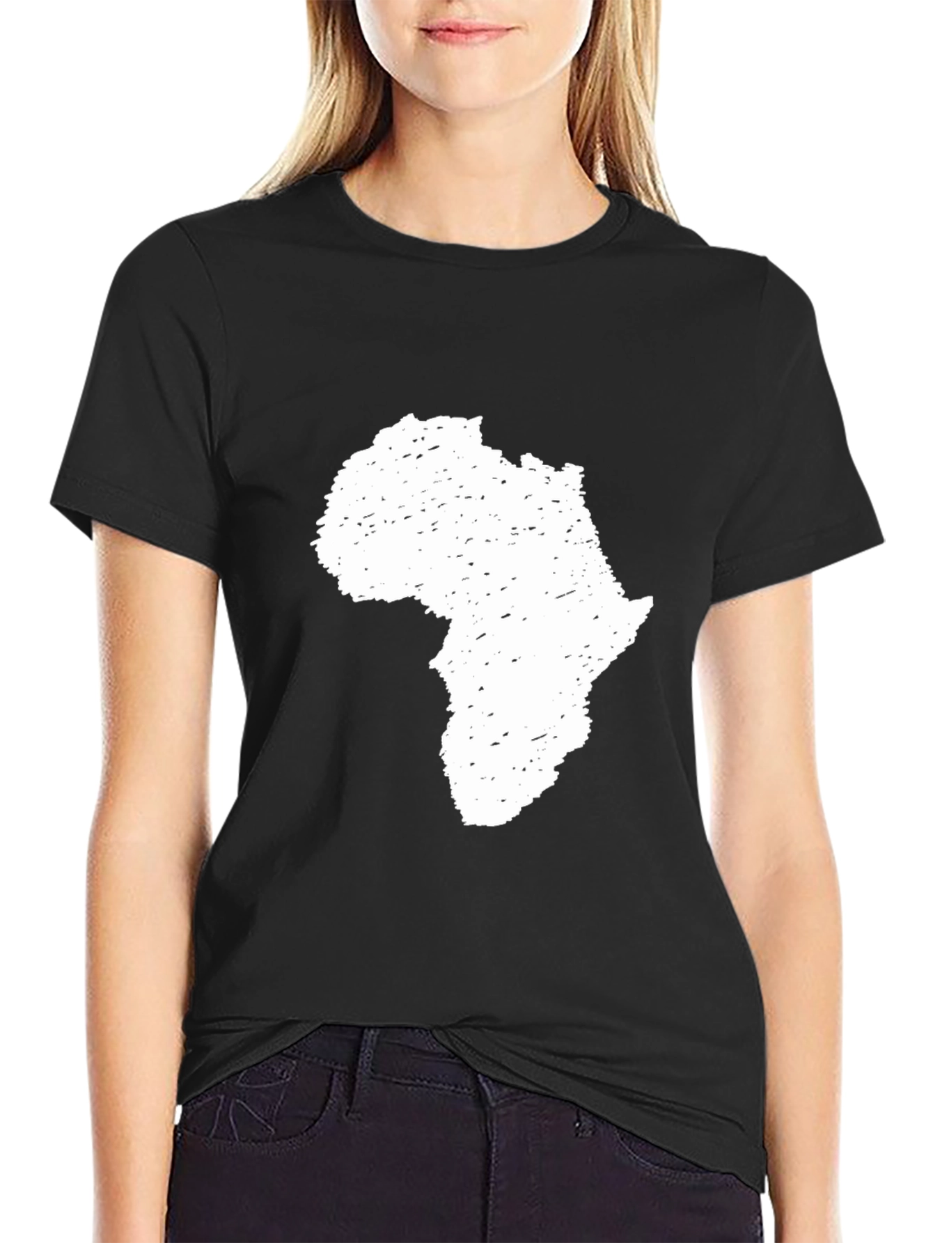 Africa Map Graphic T-Shirt - Black Cotton Tee