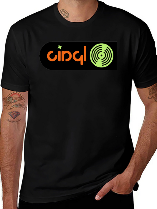 Vinyl Record Graphic Tee - Black Cotton T-Shirt