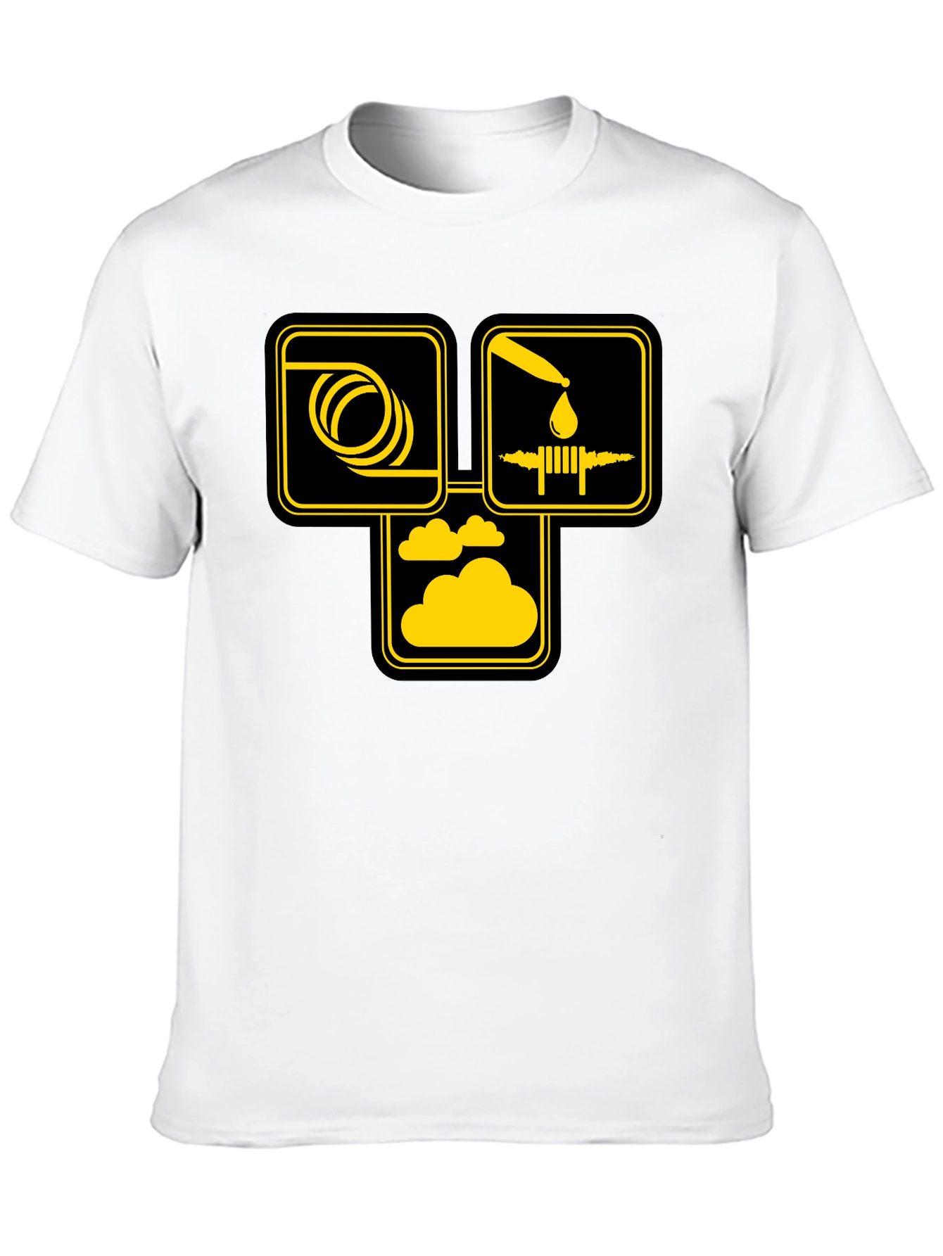 Hose Oil & Cloud T-Shirt - Black Cotton