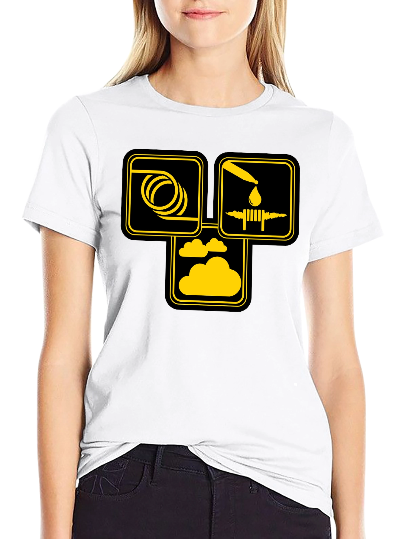 Hose Oil & Cloud T-Shirt - Black Cotton