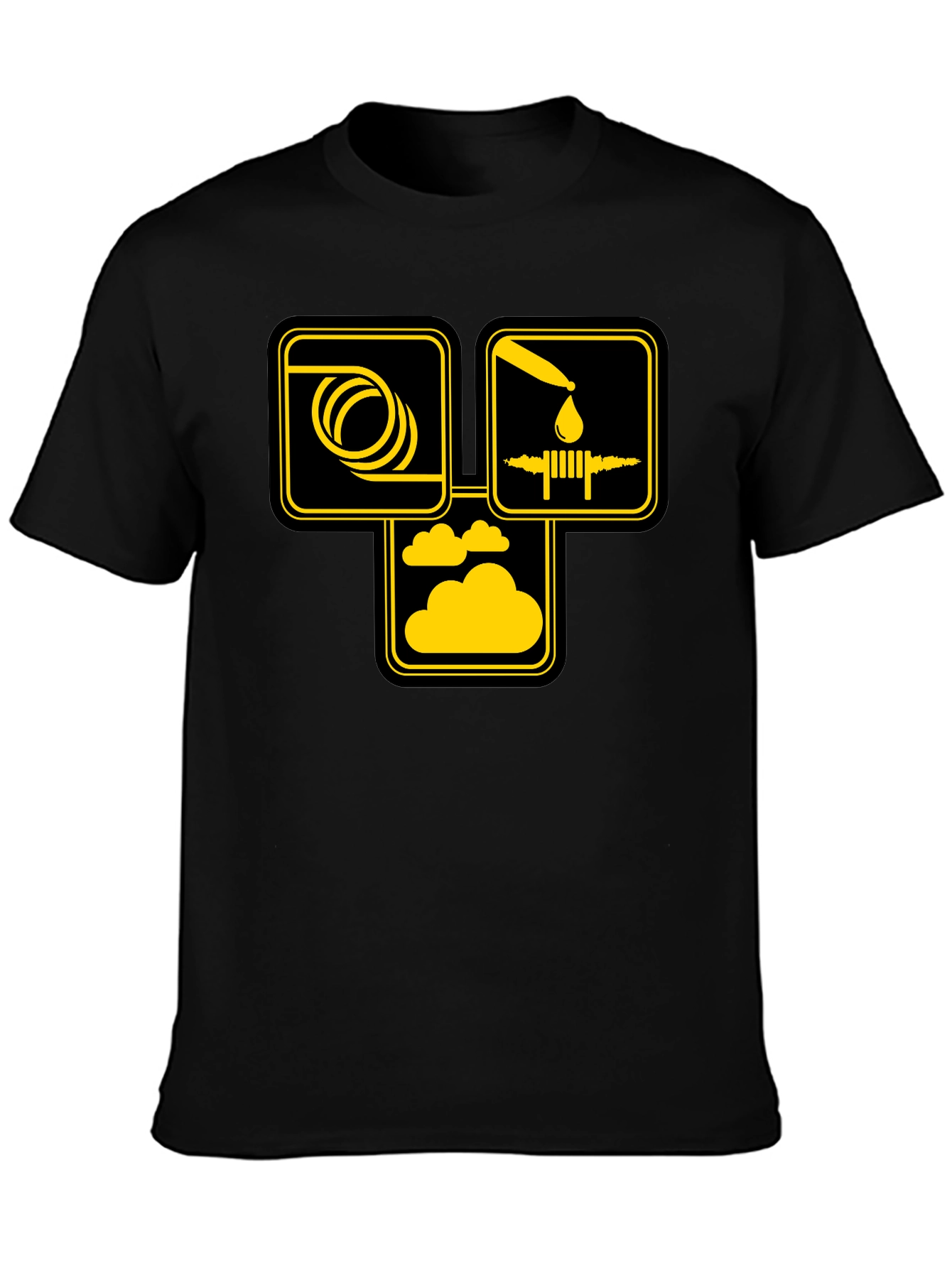 Hose Oil & Cloud T-Shirt - Black Cotton