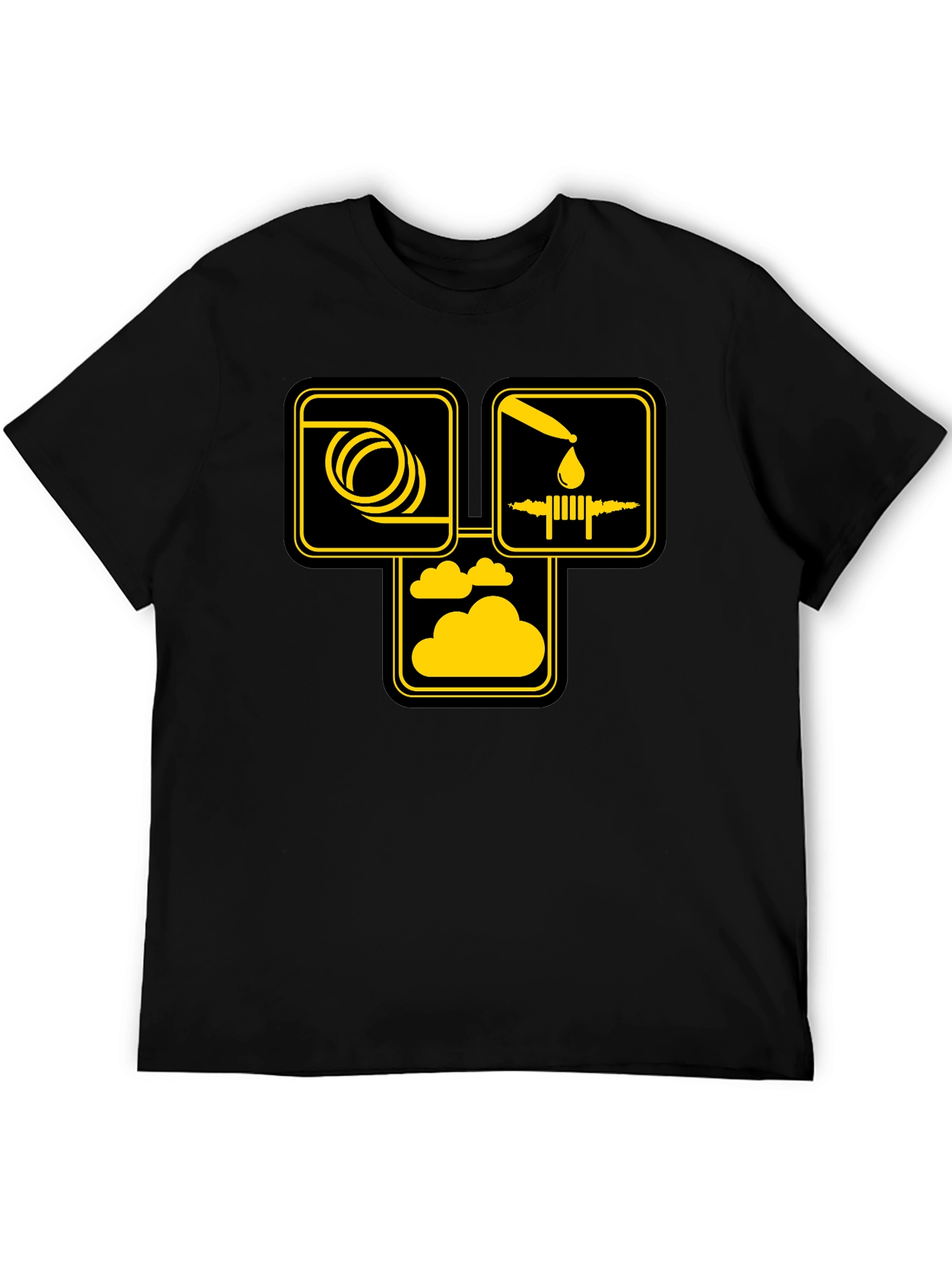 Hose Oil & Cloud T-Shirt - Black Cotton