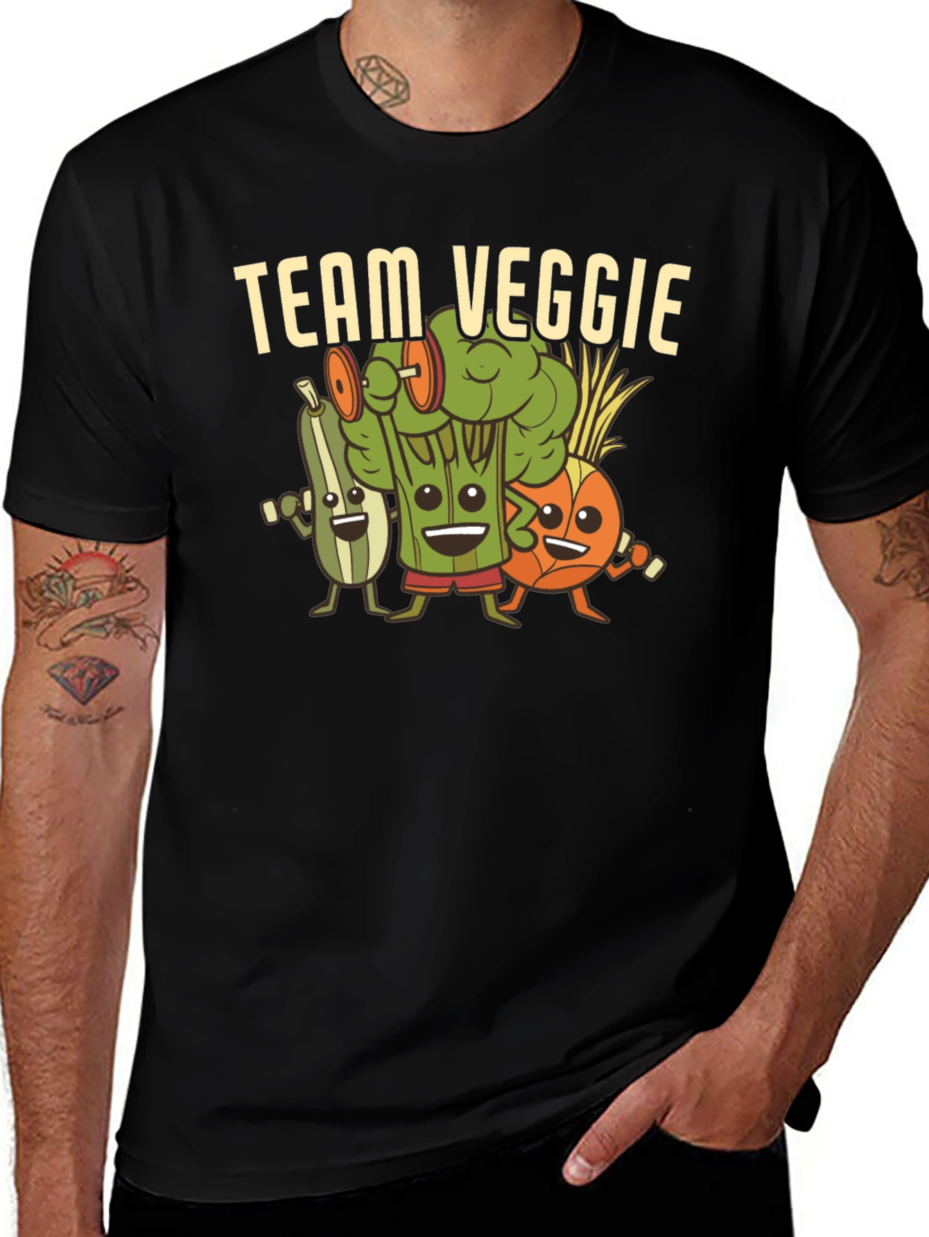 Team Veggie Workout Black T-Shirt