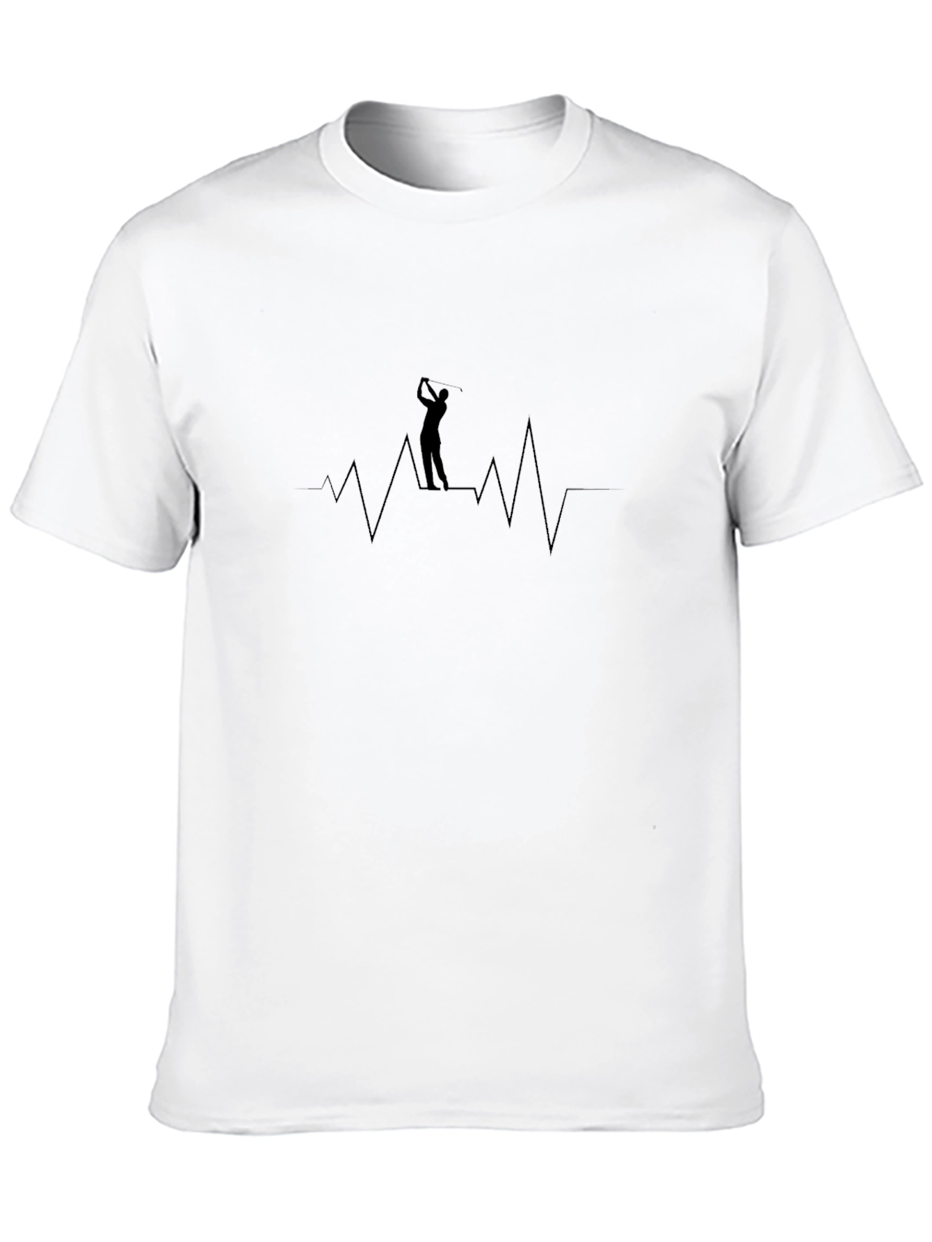 Golf Heartbeat Tee - Black Cotton Golfer T-Shirt