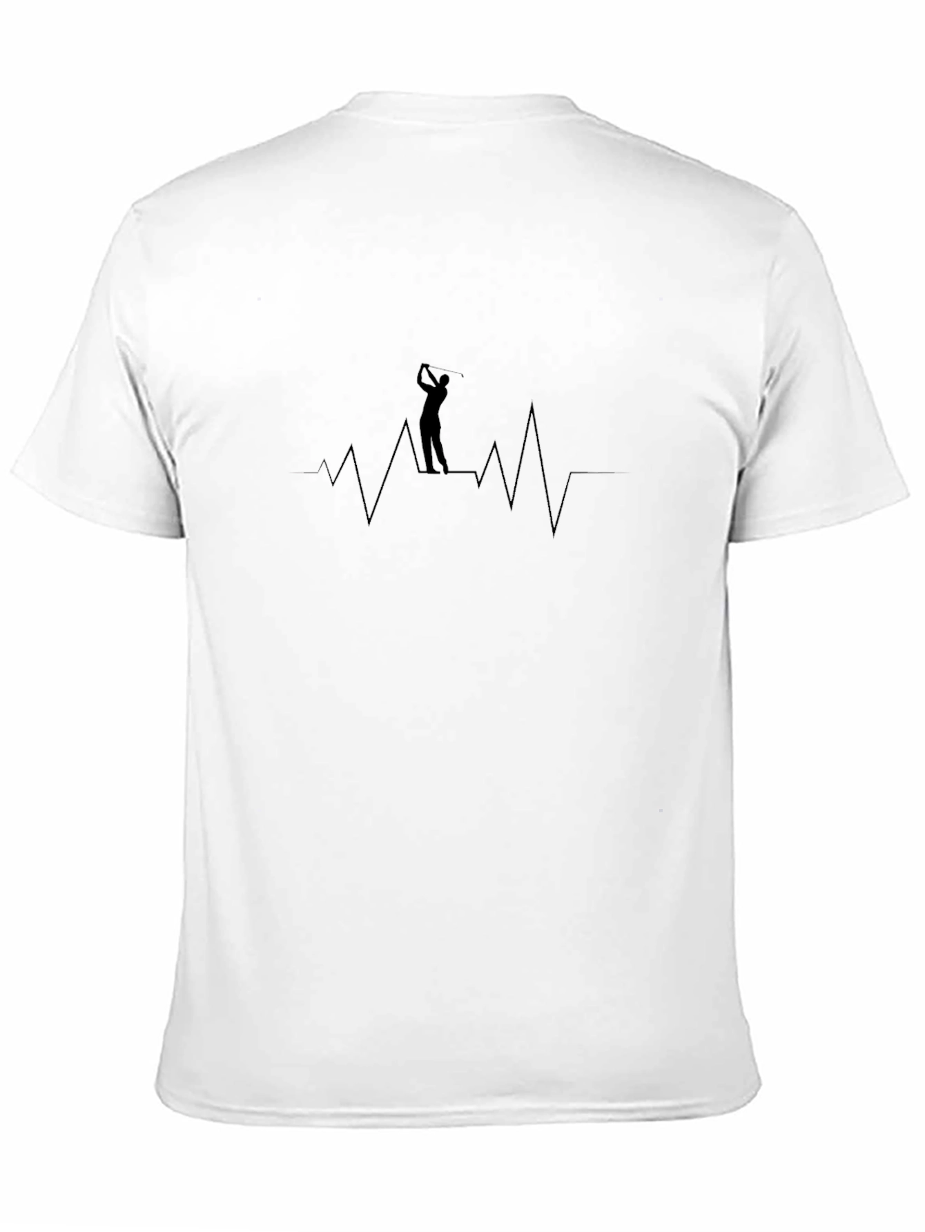 Golf Heartbeat Tee - Black Cotton Golfer T-Shirt