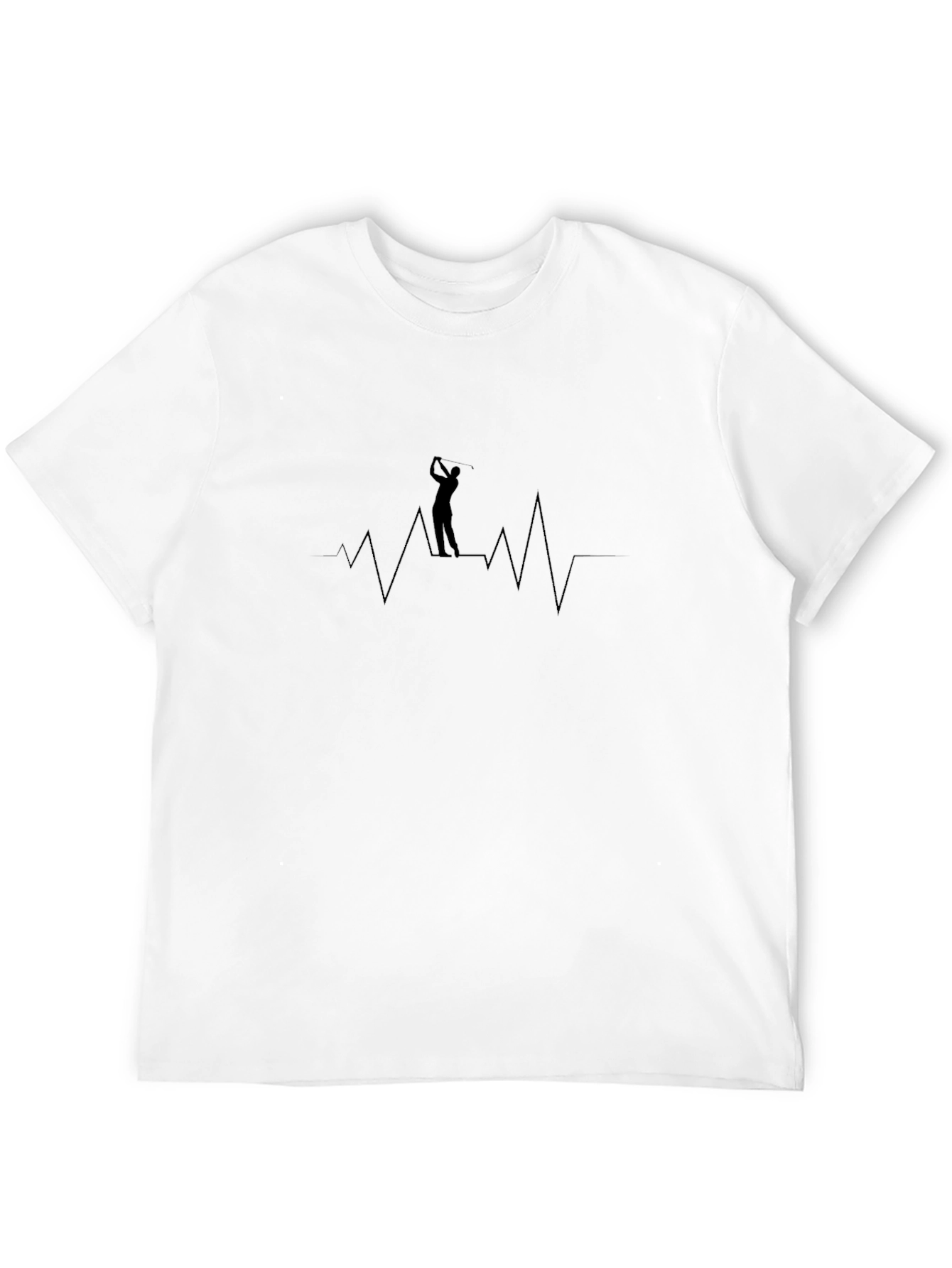 Golf Heartbeat Tee - Black Cotton Golfer T-Shirt
