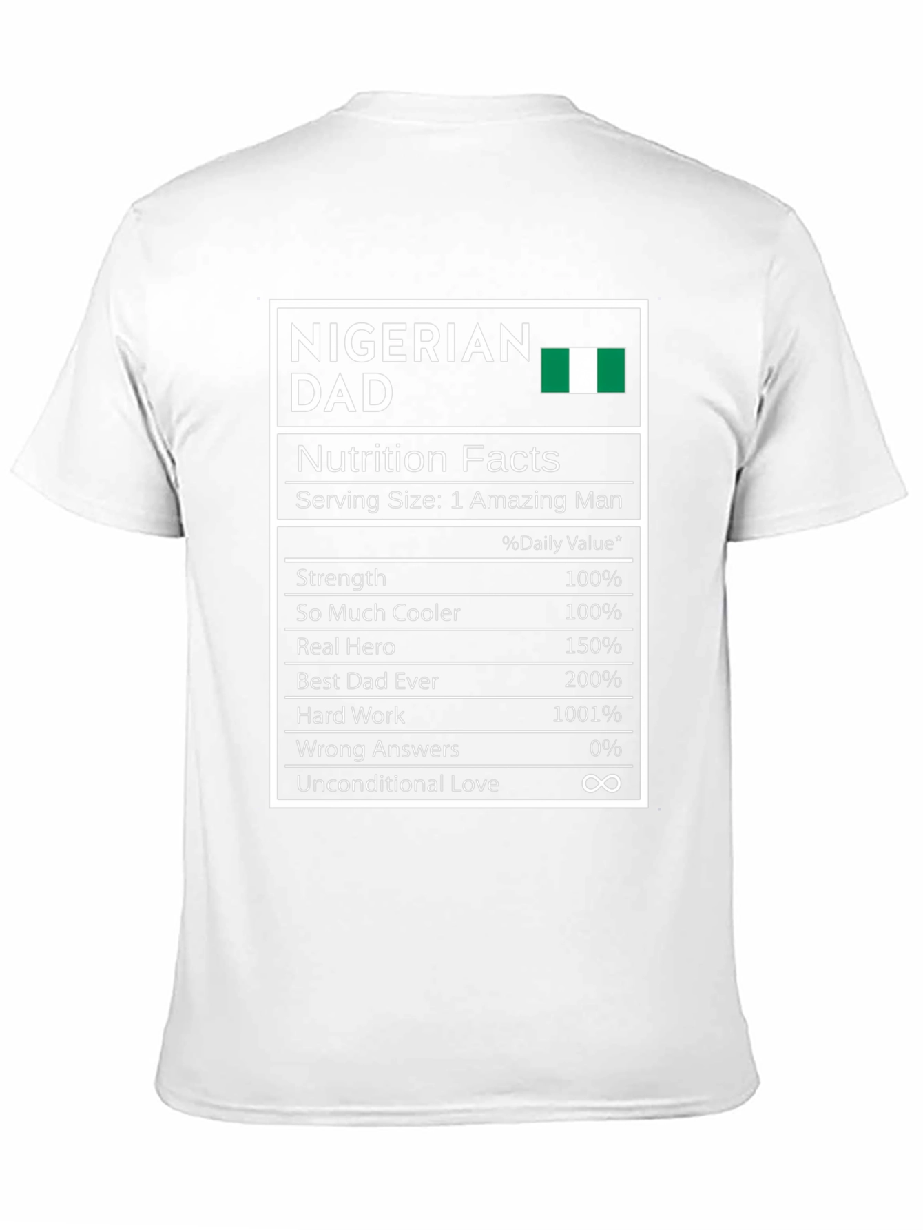 Nigerian Dad Nutrition Facts T-Shirt - Black
