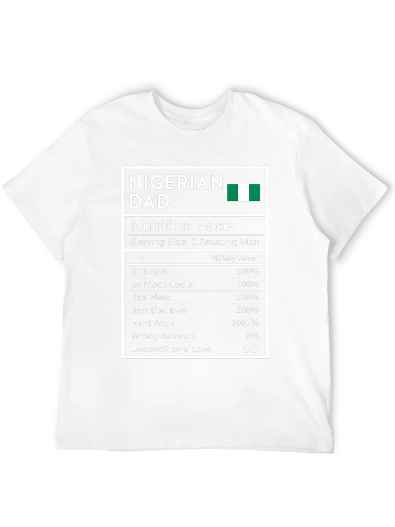 Nigerian Dad Nutrition Facts T-Shirt - Black