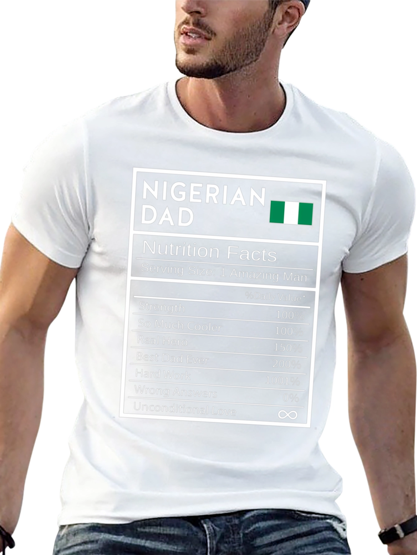 Nigerian Dad Nutrition Facts T-Shirt - Black