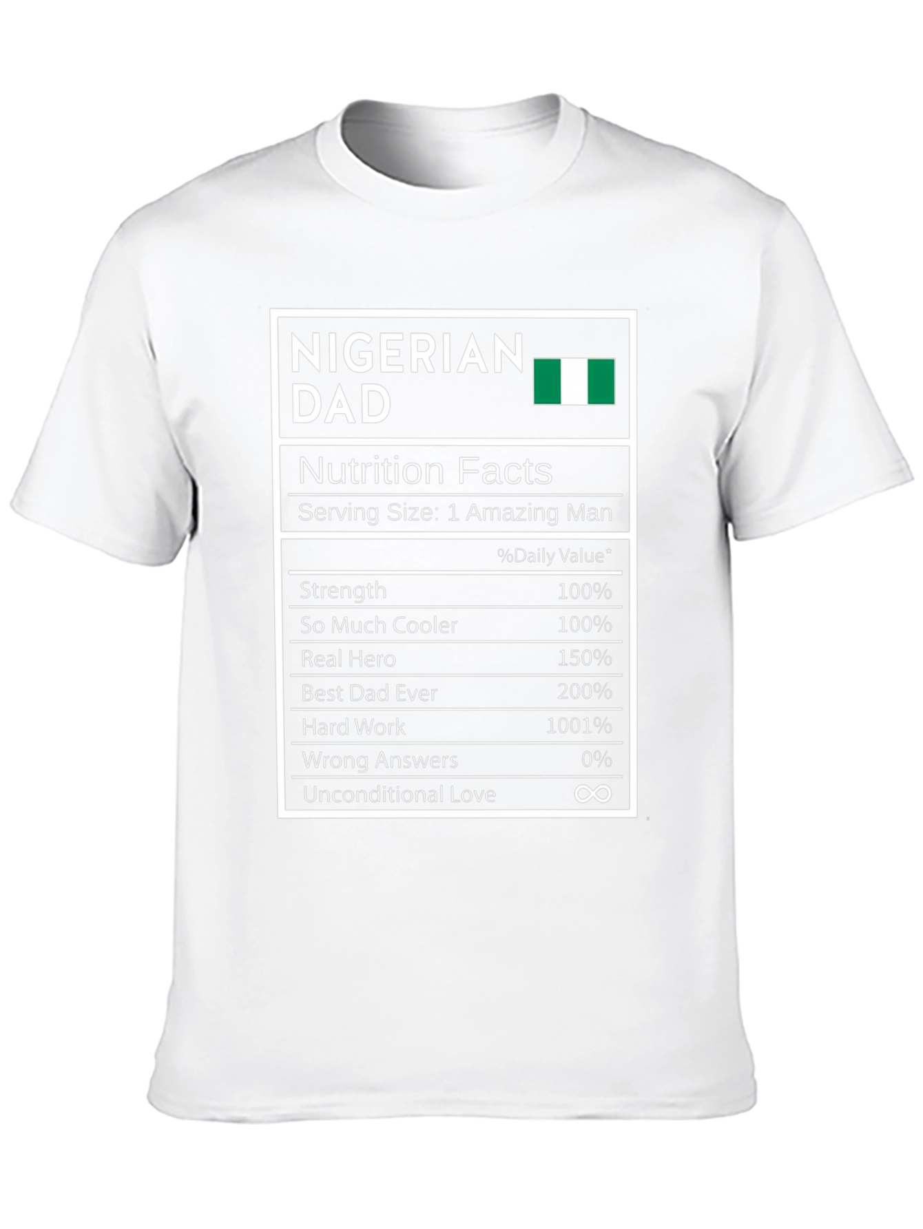 Nigerian Dad Nutrition Facts T-Shirt - Black