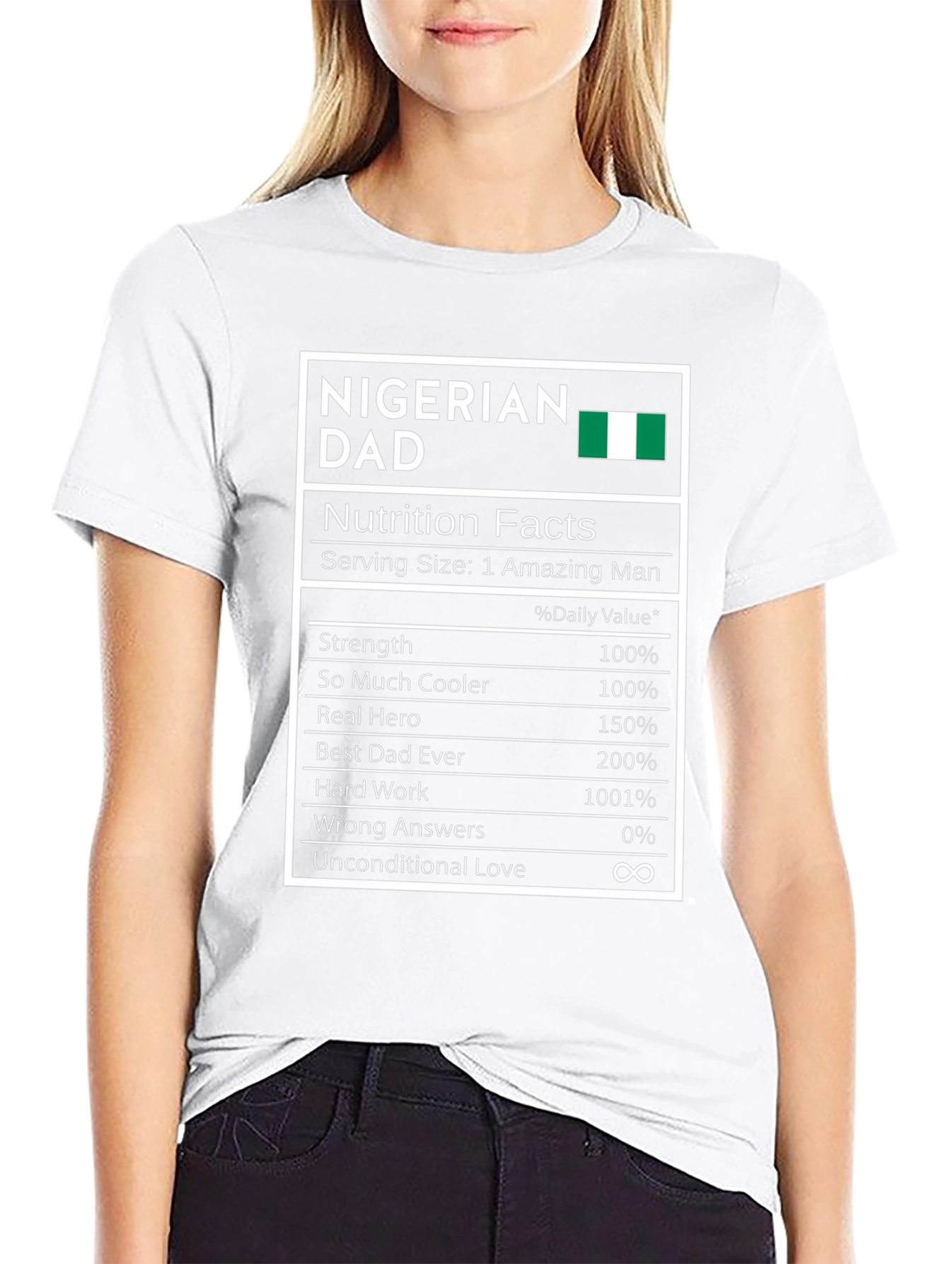 Nigerian Dad Nutrition Facts T-Shirt - Black