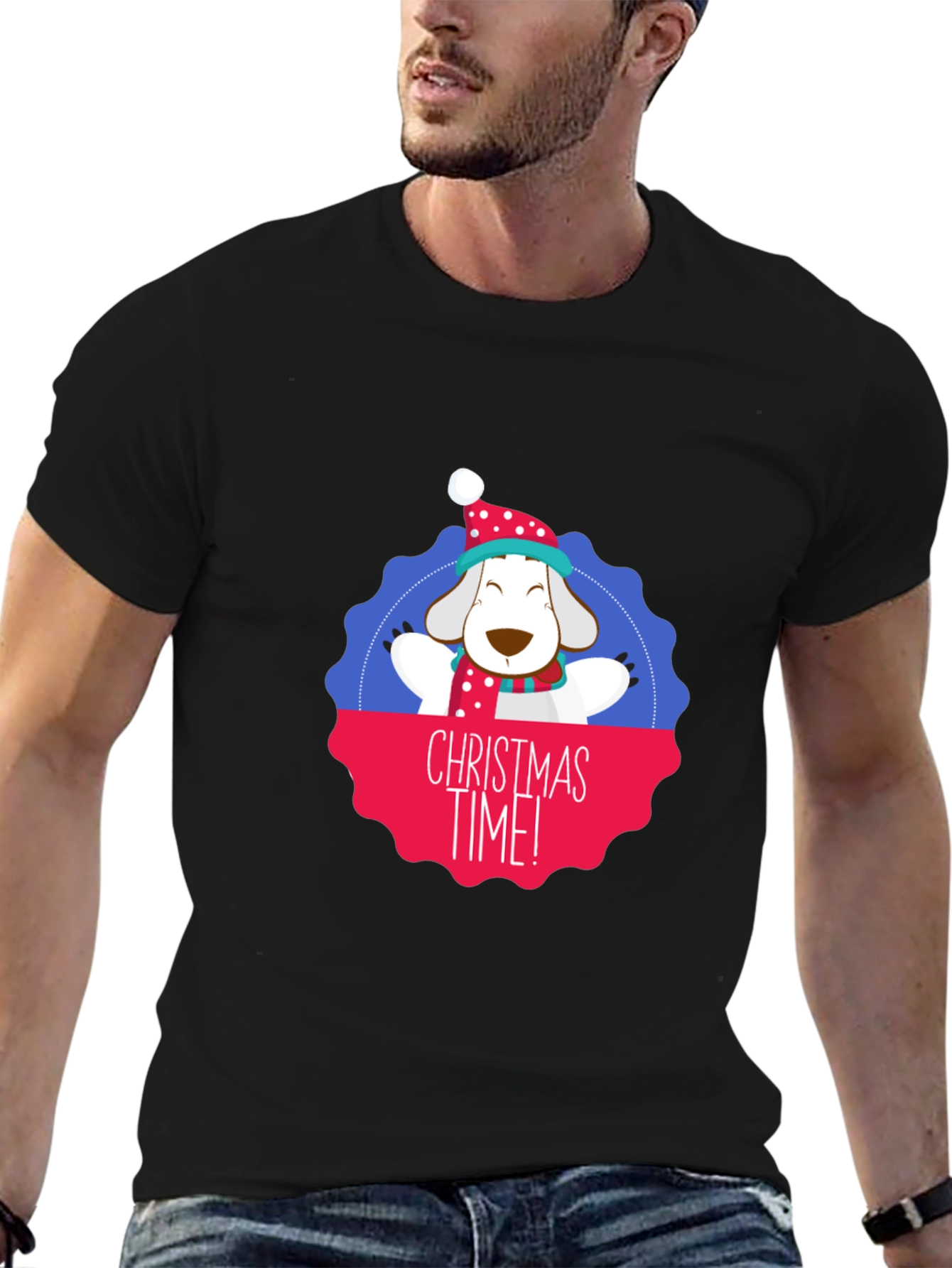 Christmas Time Dog Graphic T-Shirt