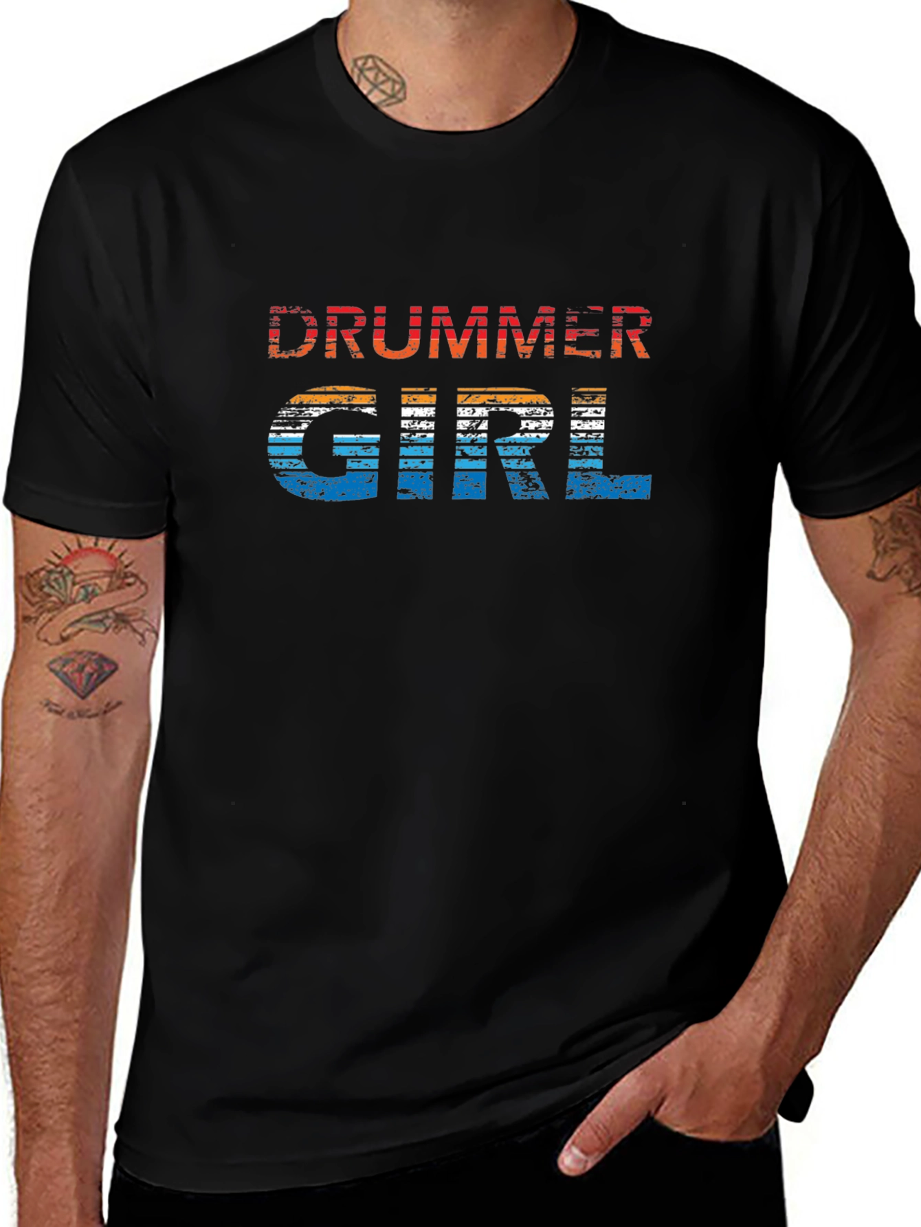 Drummer Girl Retro Graphic Tee