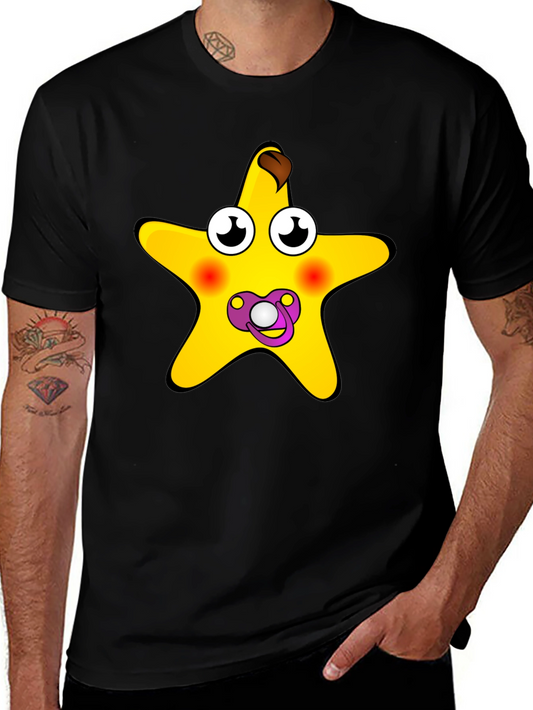 Funny Starfish Pacifier Graphic Tee - Black