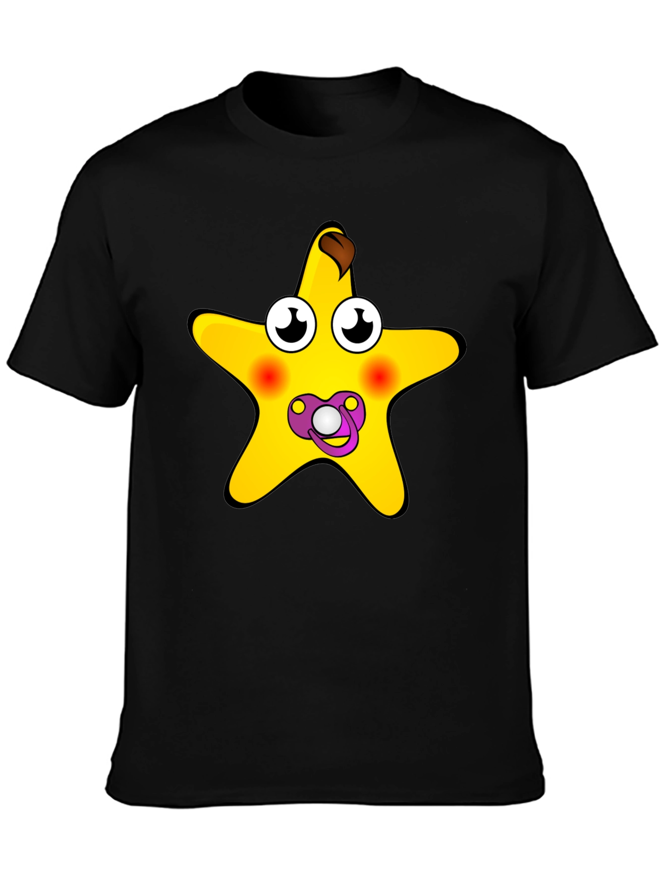 Funny Starfish Pacifier Graphic Tee - Black