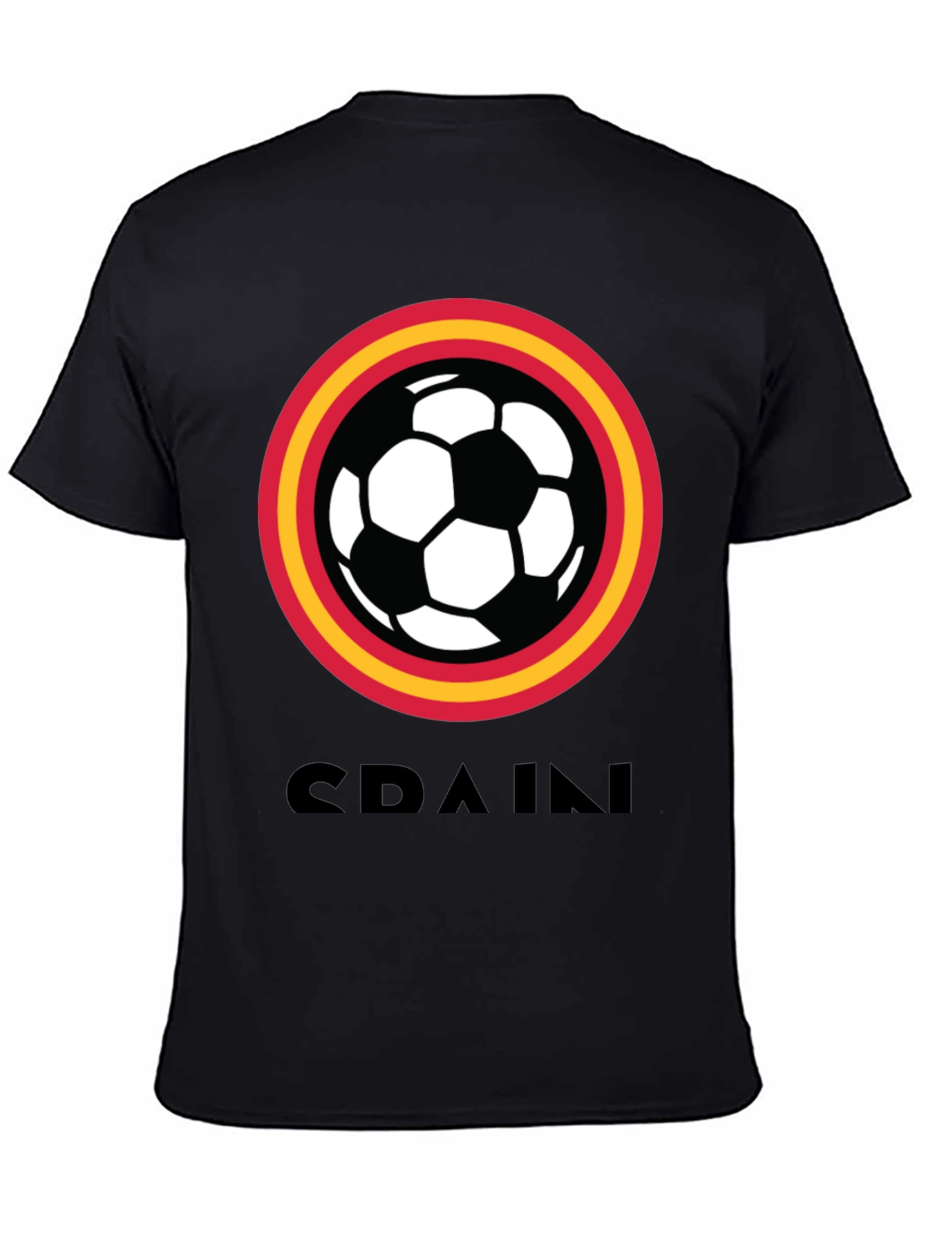 Spain Soccer T-Shirt - Black Football Tee