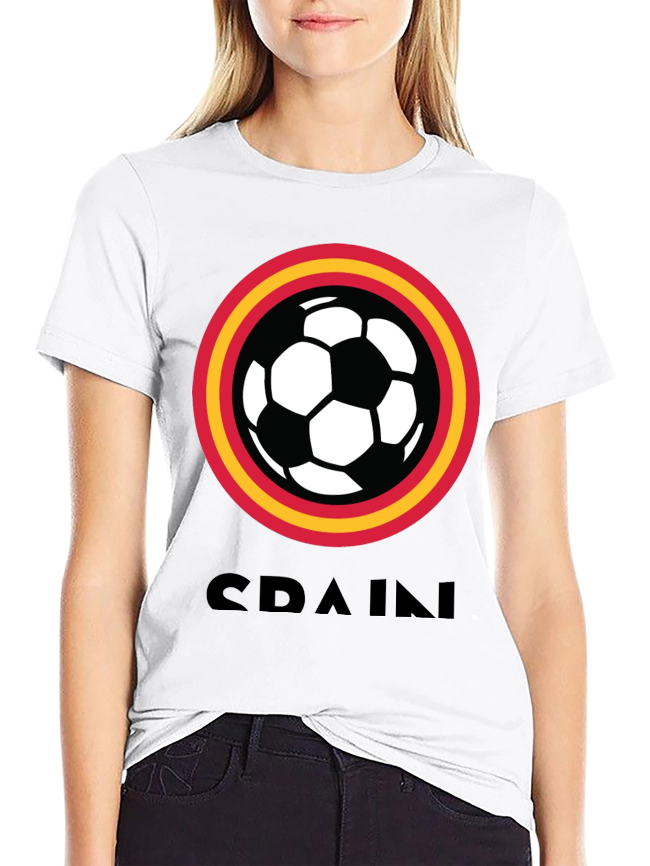 Spain Soccer T-Shirt - Black Football Tee