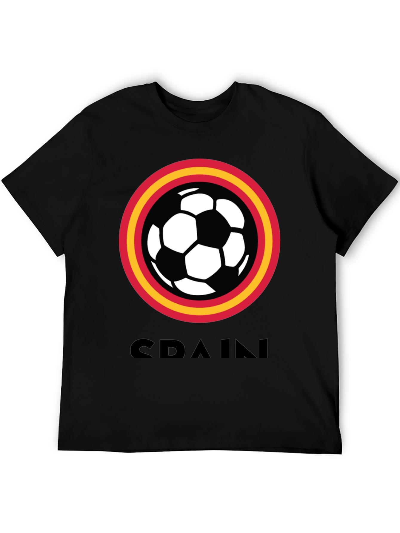 Spain Soccer T-Shirt - Black Football Tee