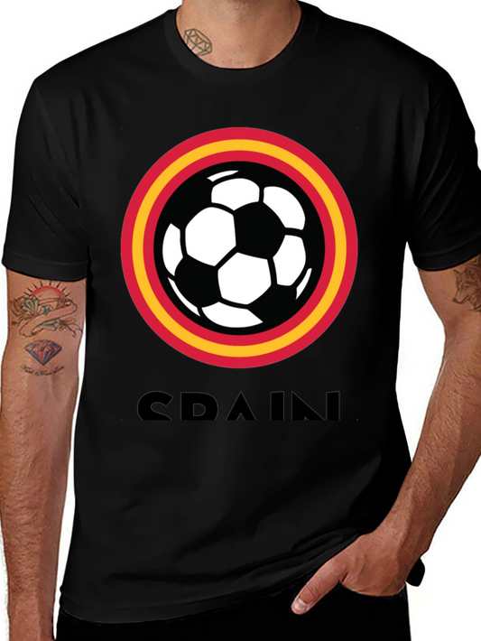 Spain Soccer T-Shirt - Black Football Tee
