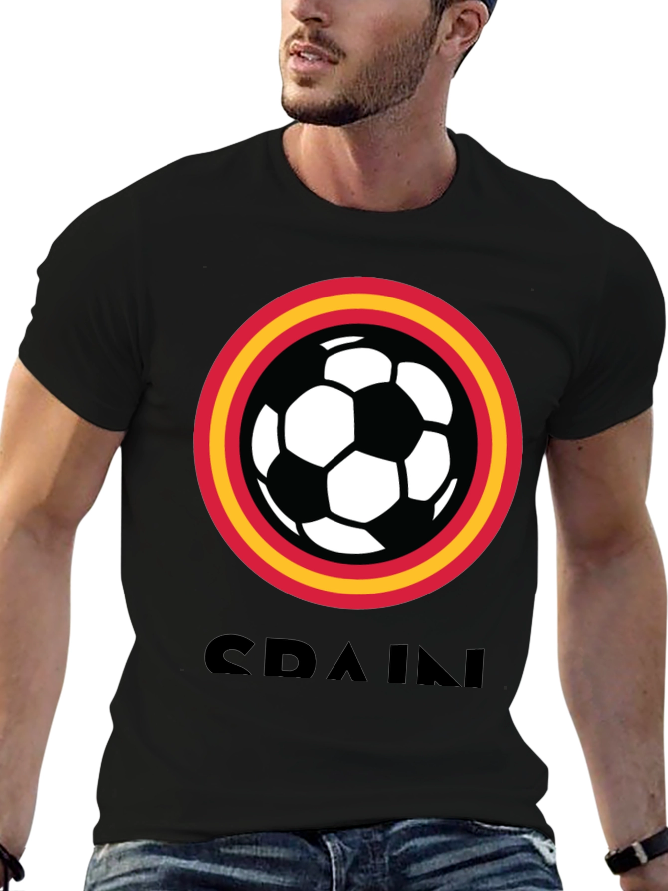 Spain Soccer T-Shirt - Black Football Tee