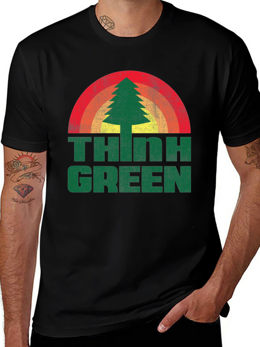 Retro Think Green Tree Graphic Tee - Unisex