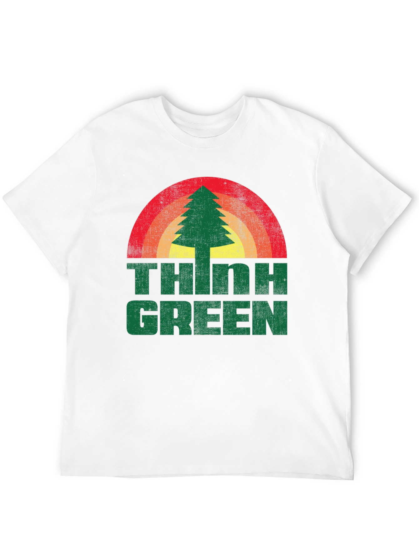 Retro Think Green Tree Graphic Tee - Unisex