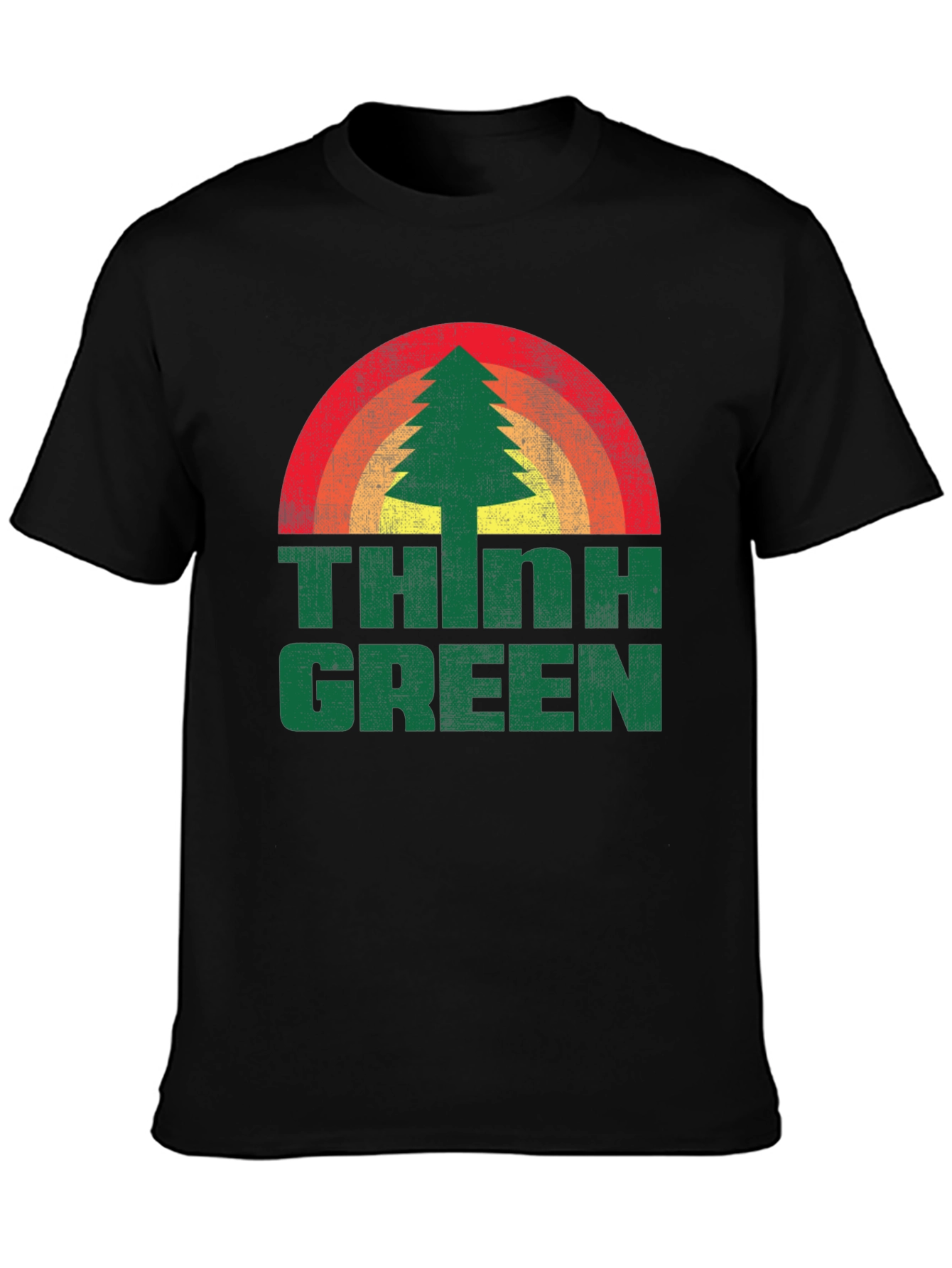 Retro Think Green Tree Graphic Tee - Unisex
