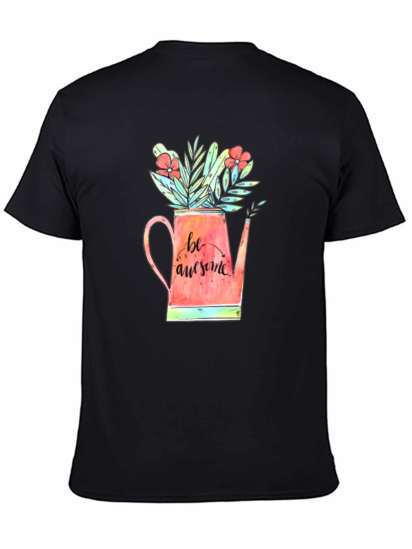 Be Awesome Floral Watering Can Graphic Tee