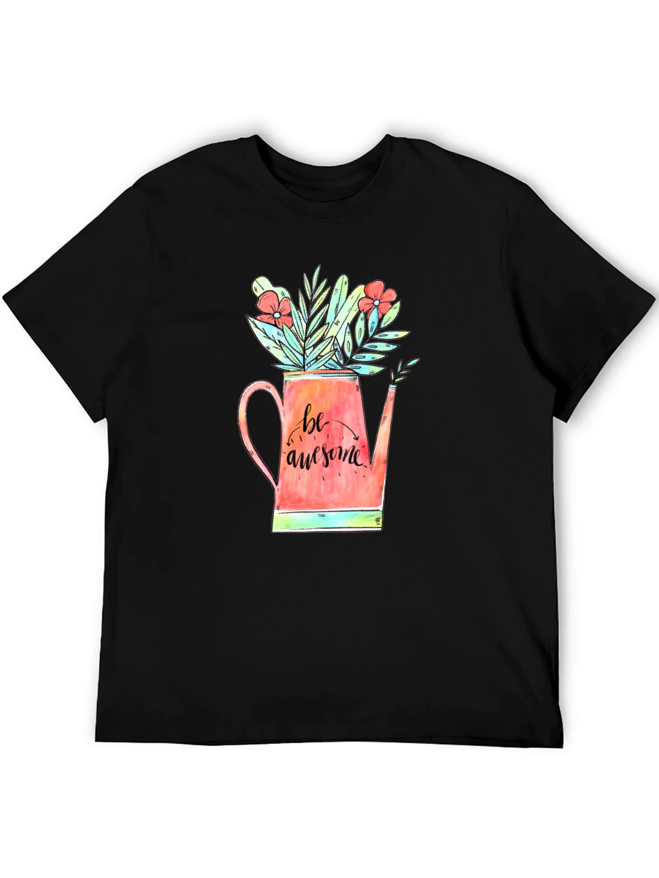 Be Awesome Floral Watering Can Graphic Tee