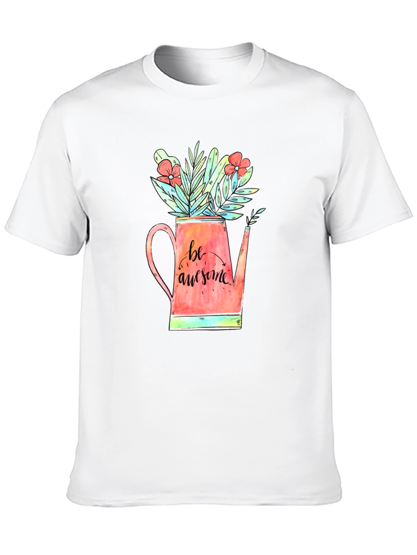 Be Awesome Floral Watering Can Graphic Tee