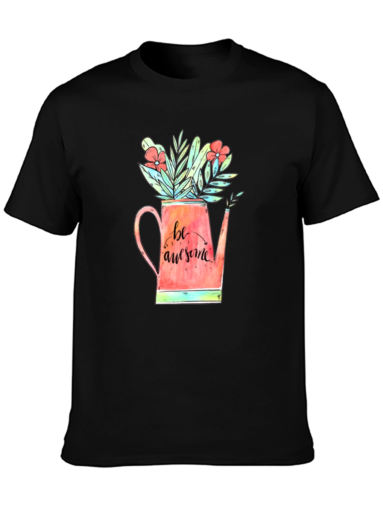 Be Awesome Floral Watering Can Graphic Tee